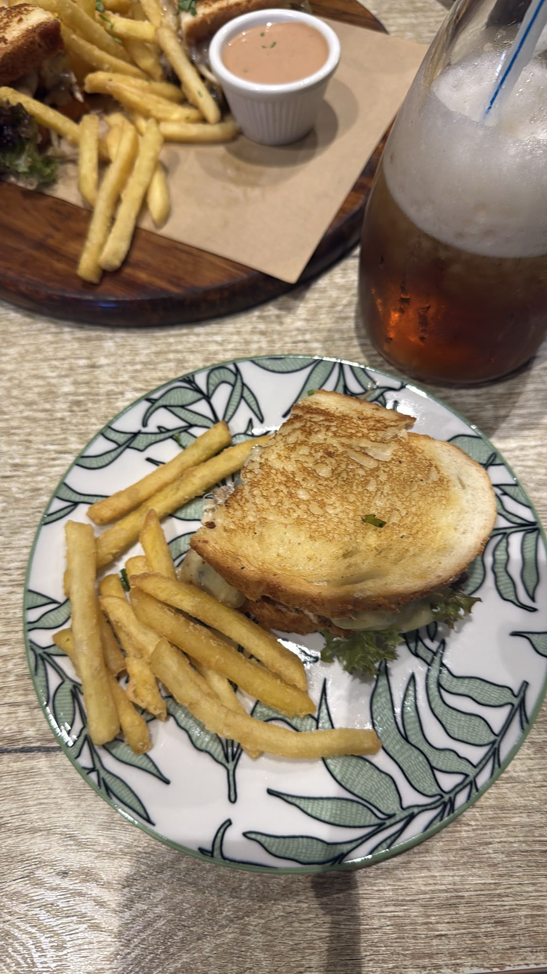 Grilled sandwich with fries