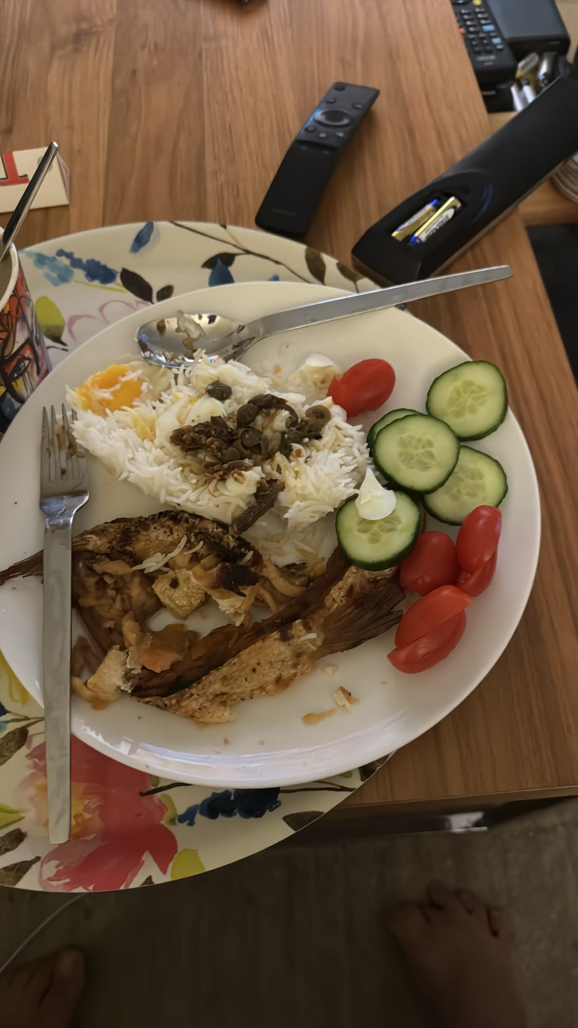 Fisk med ris och grönsaker