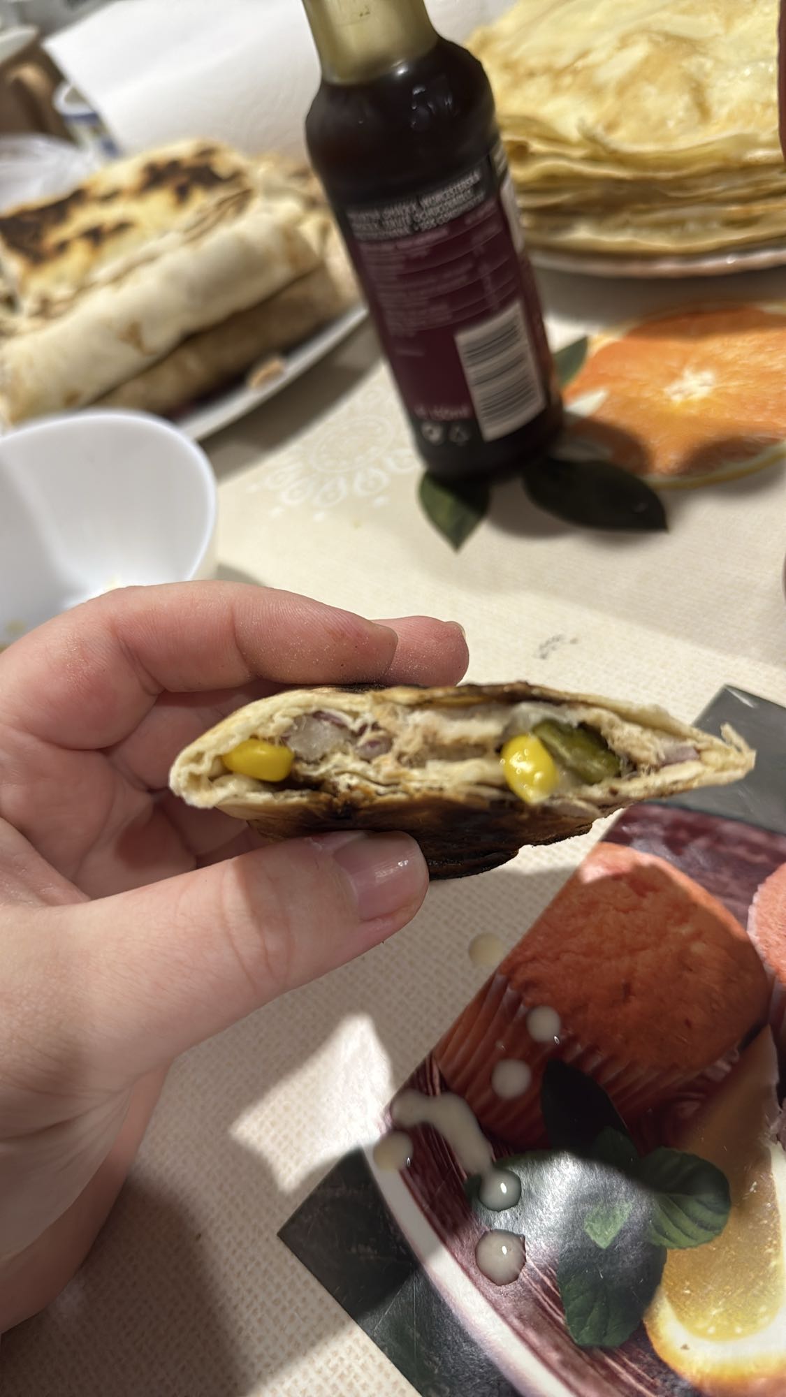 Lipie cu carne și legume