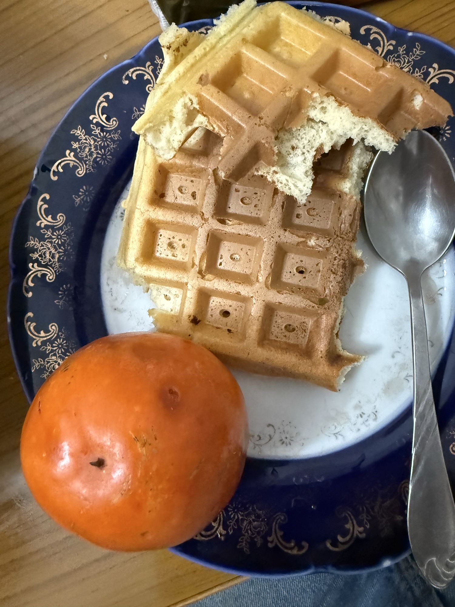 Waffle and persimmon