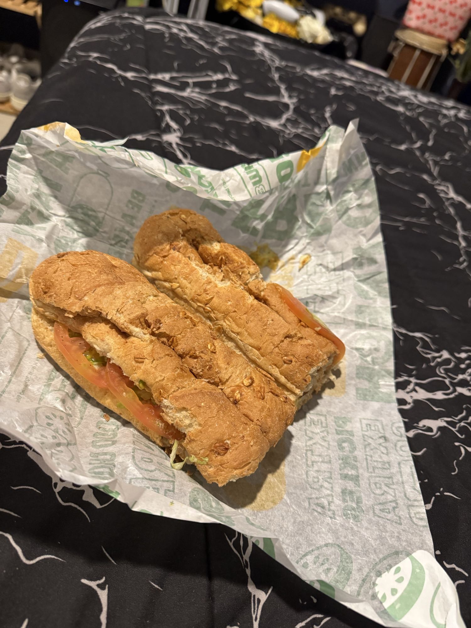 Subway de 30cm de pavo y jamón con vegetales y mostaza