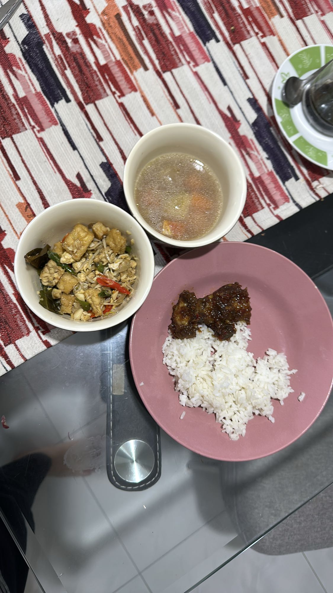 Rice with tofu and soup