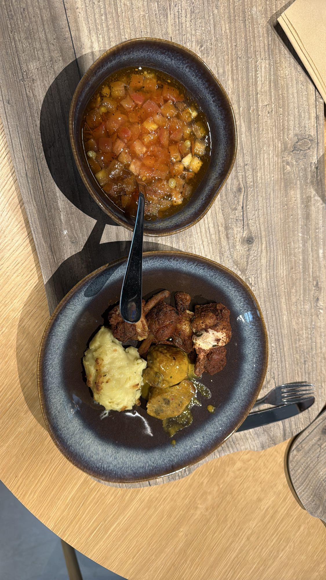 Chicken with mash & soup