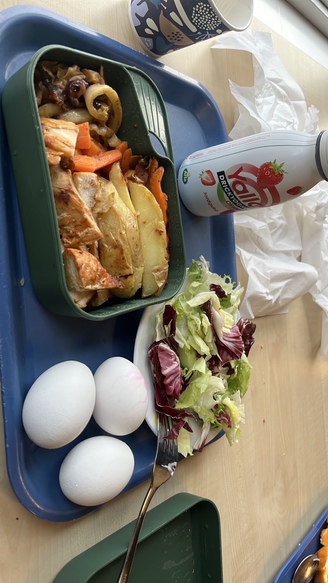Chicken, eggs, salad & yogurt