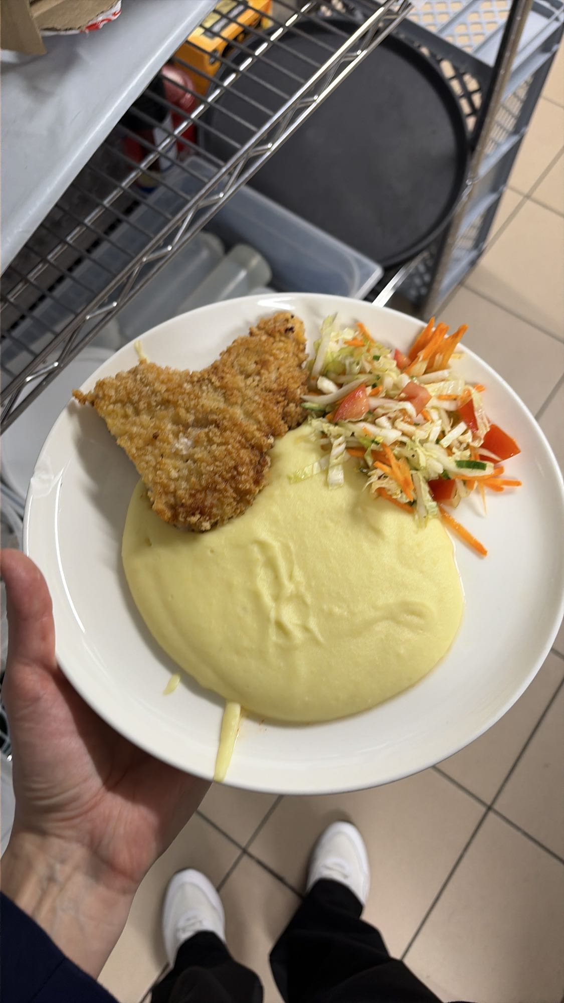 Котлета с пюре и салатом