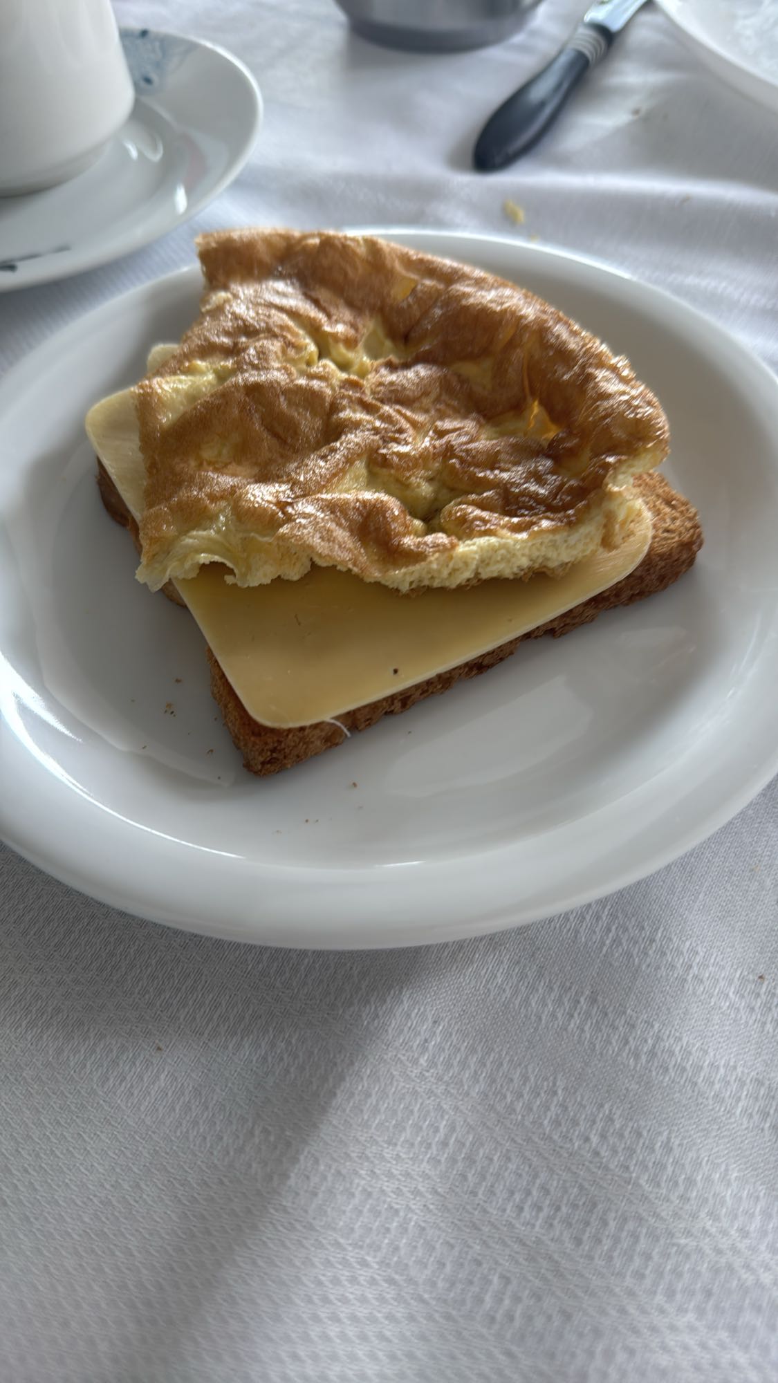 Torrada com omelete e queijo