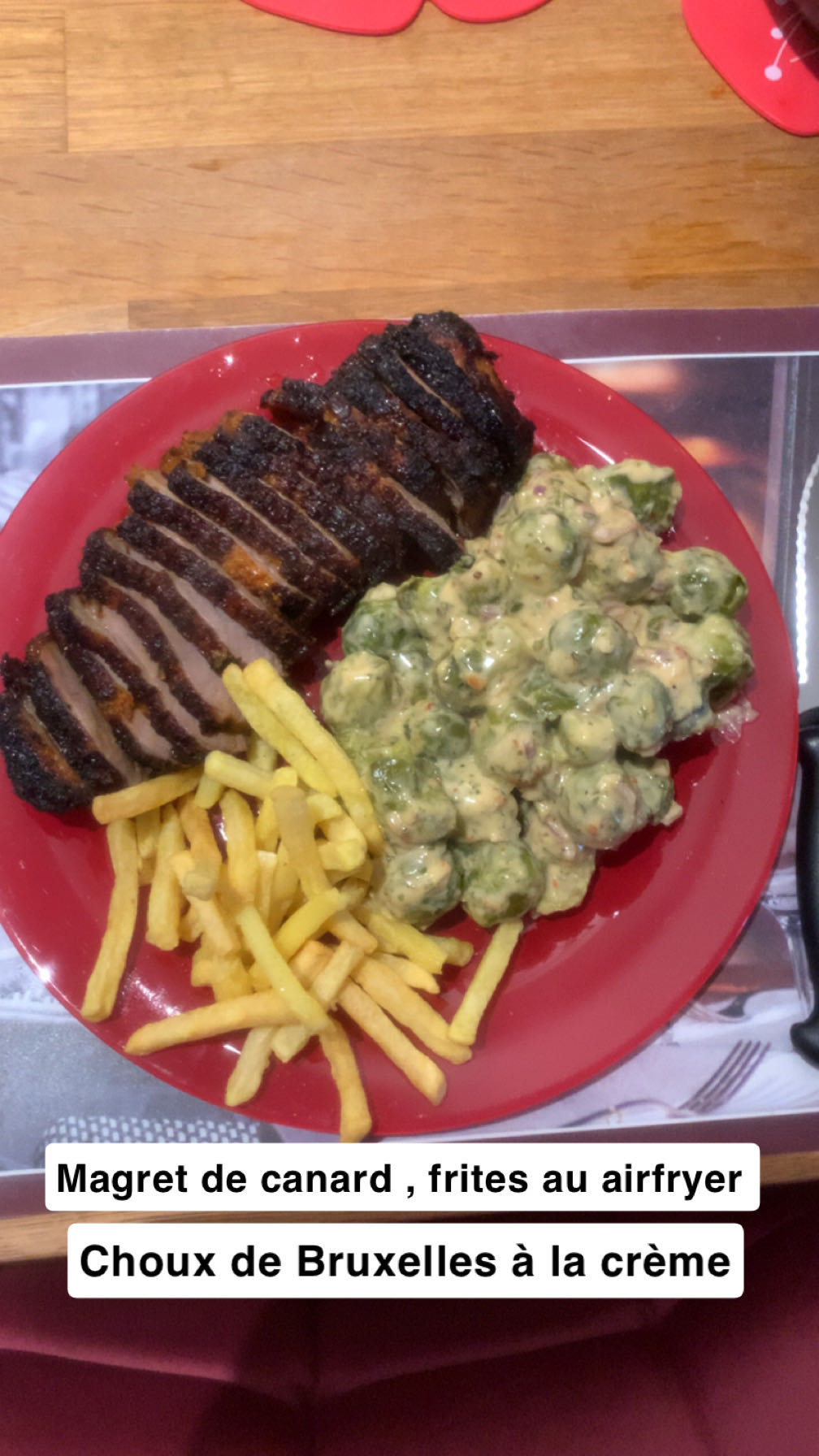 Magret, frites, choux crème