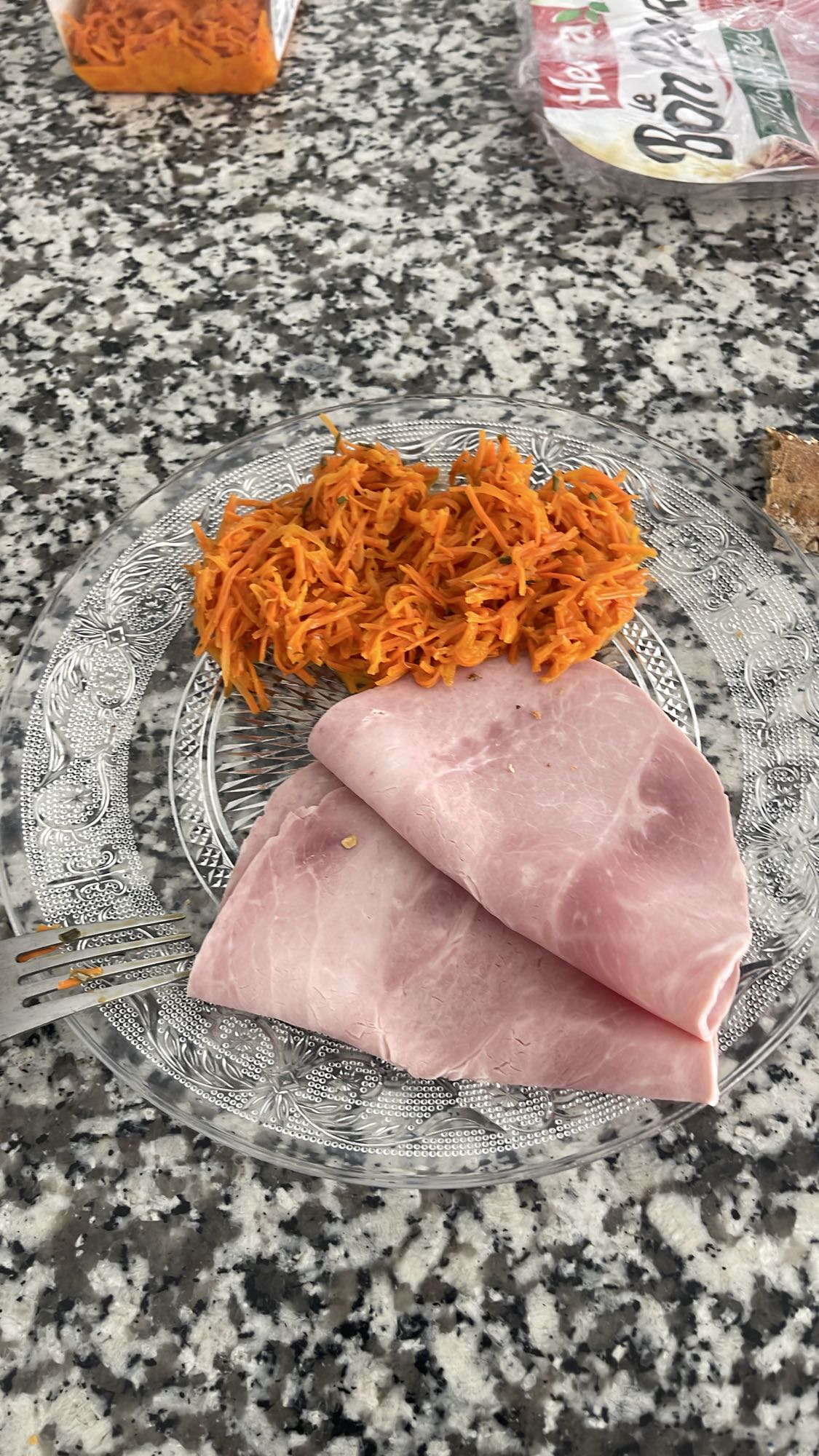 Carottes râpées et jambon