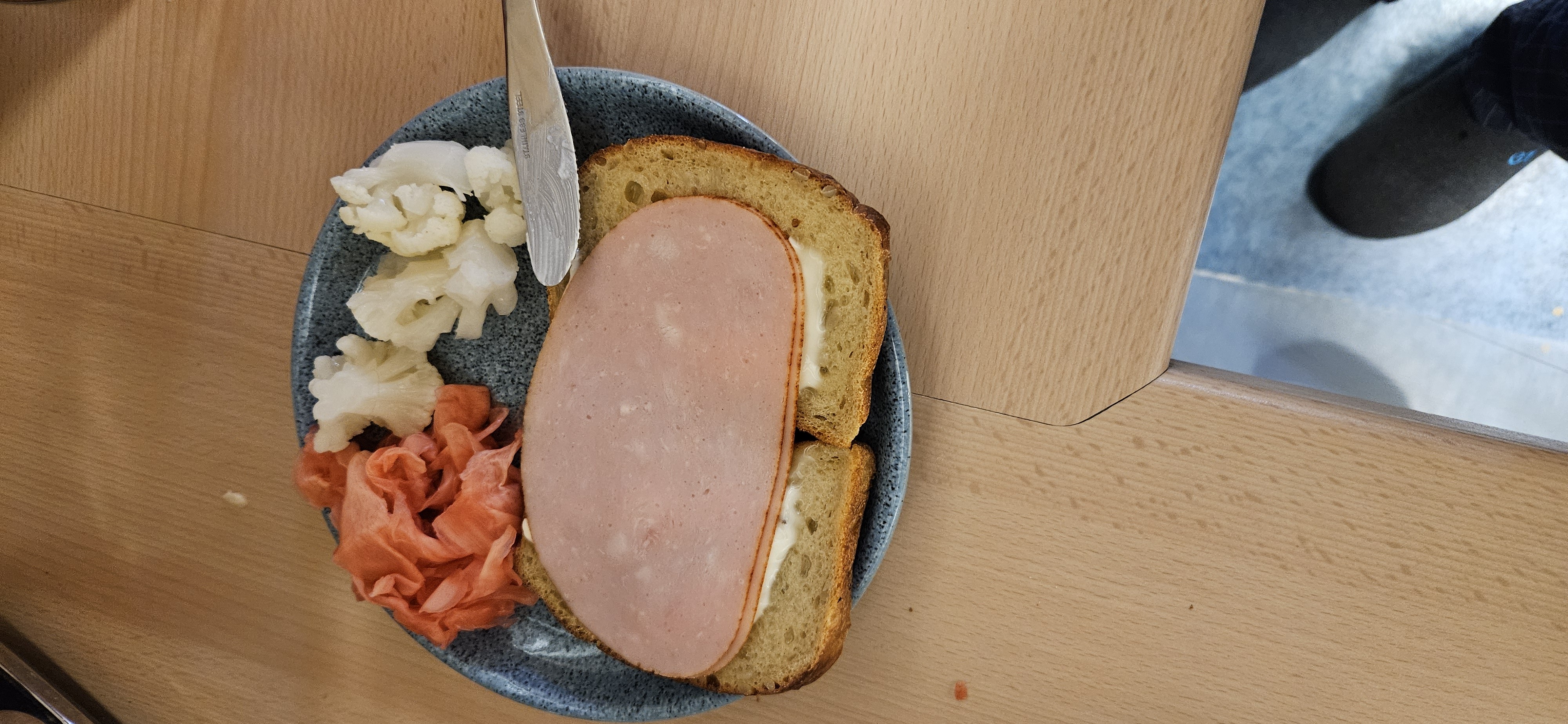 Ham sandwich with pickles
