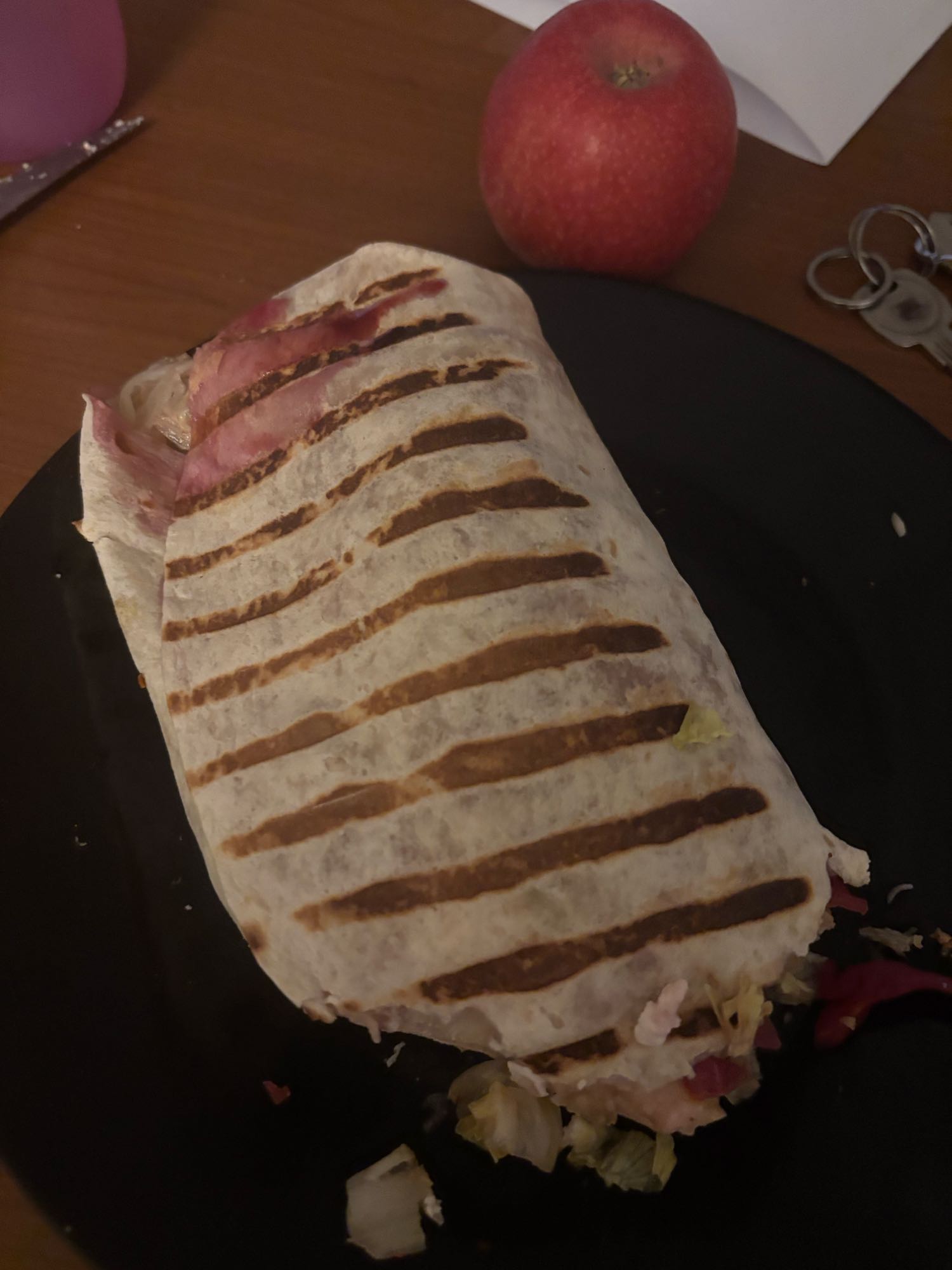 Wrap grillé poulet et pomme