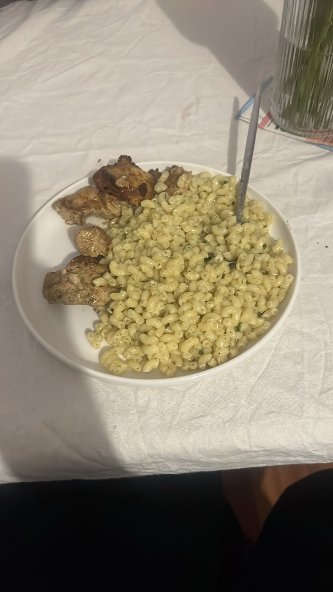 Pâtes et poulet grillé