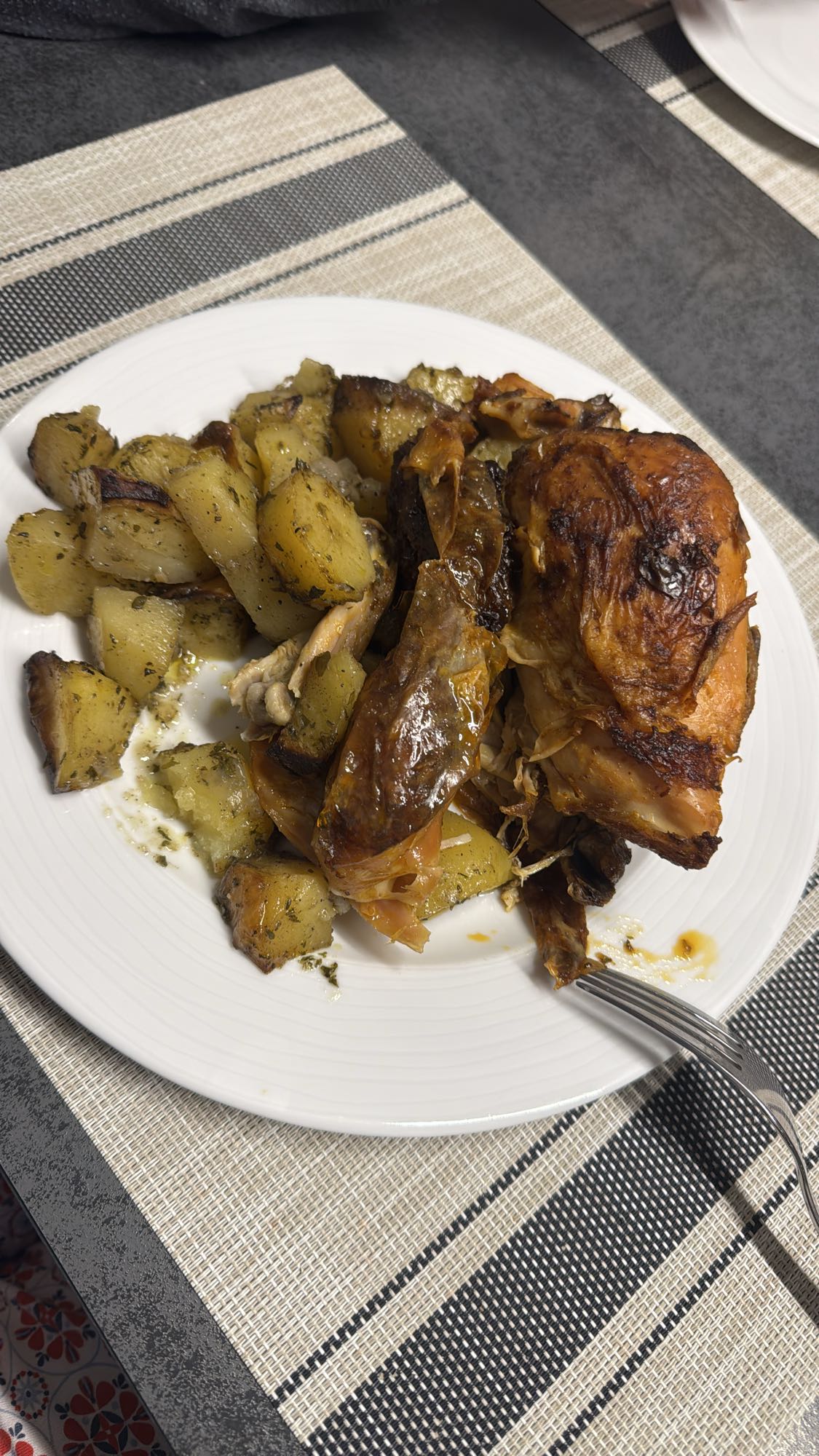 Kip met gebakken aardappelen