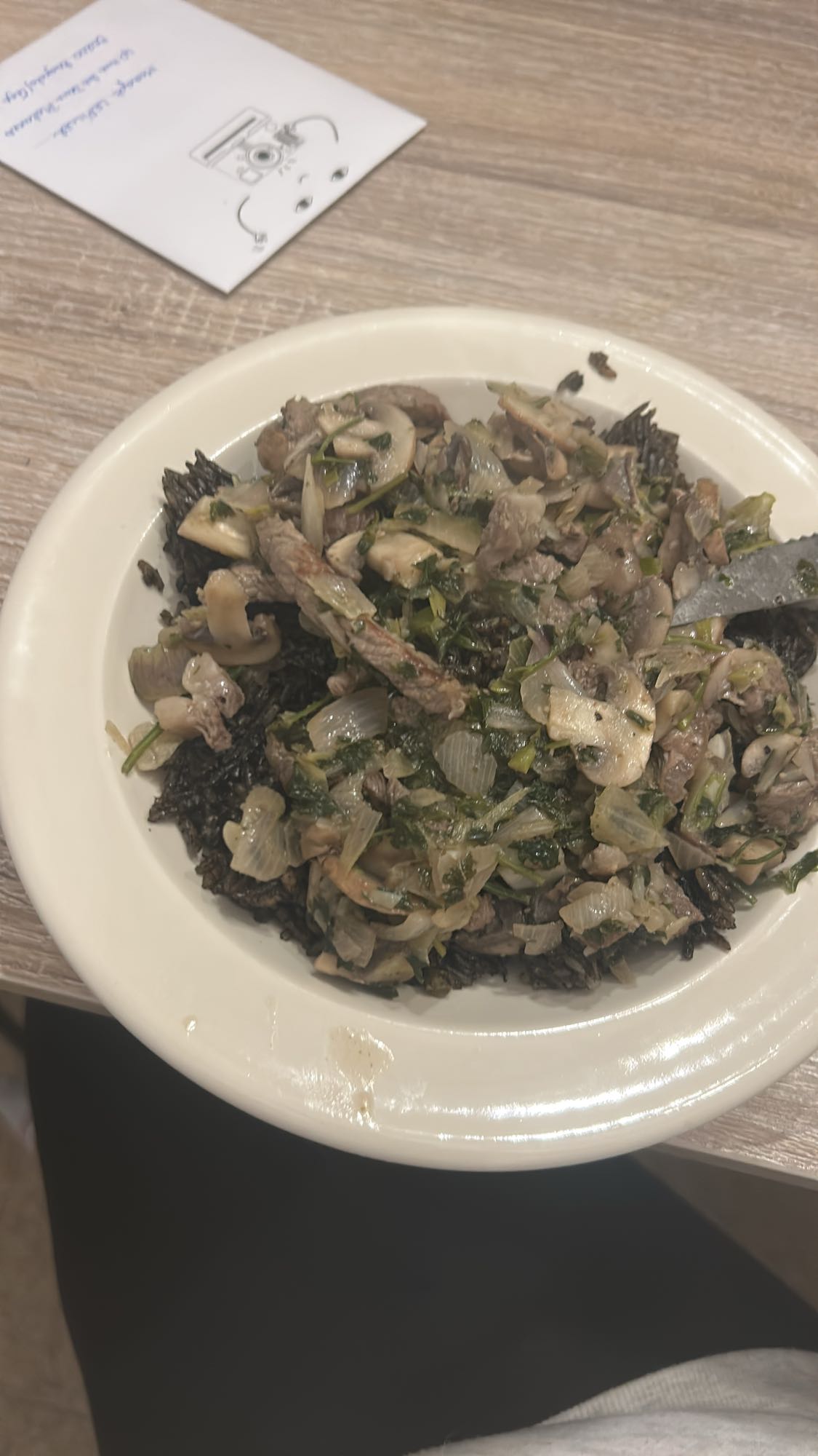 Riz sauvage, bœuf et champignons