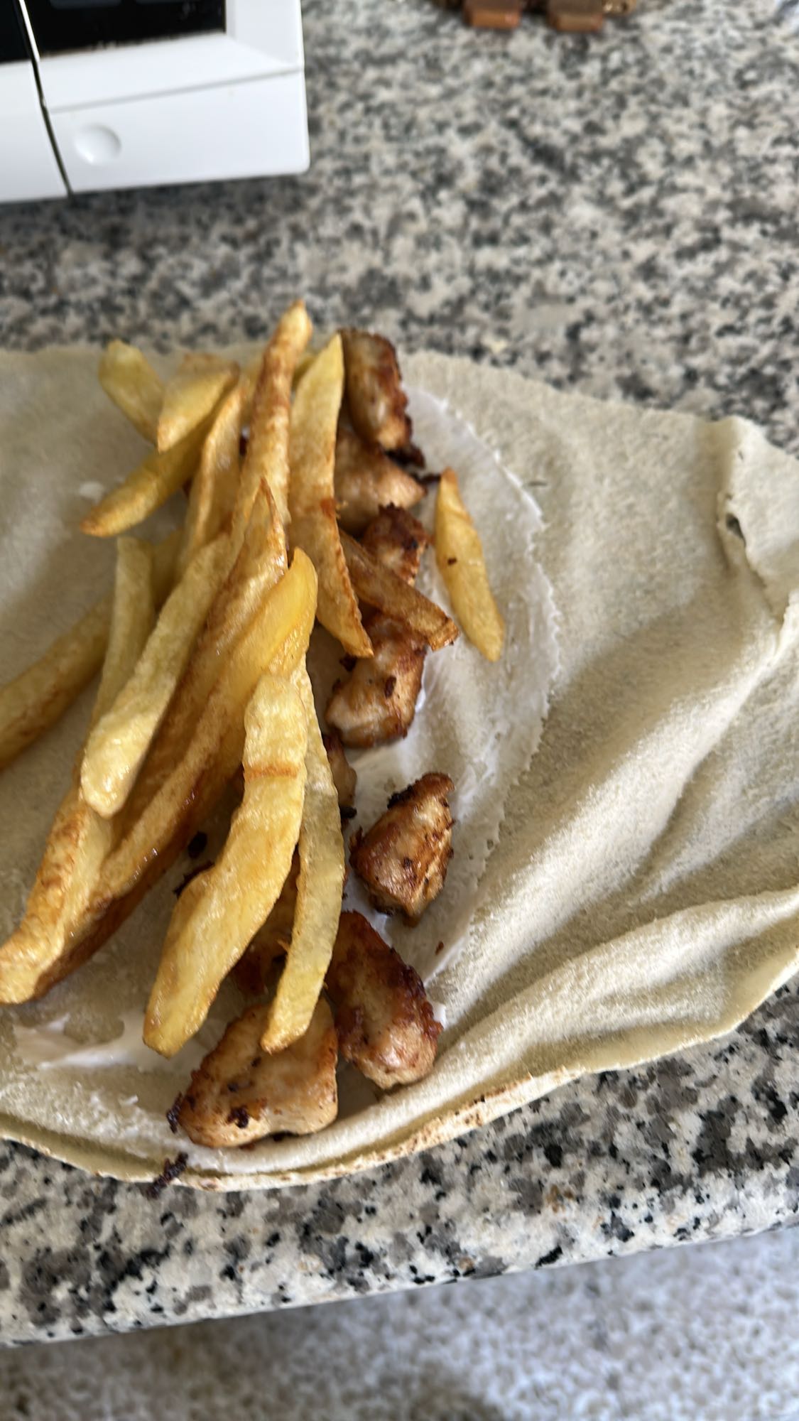 Chicken wrap with fries