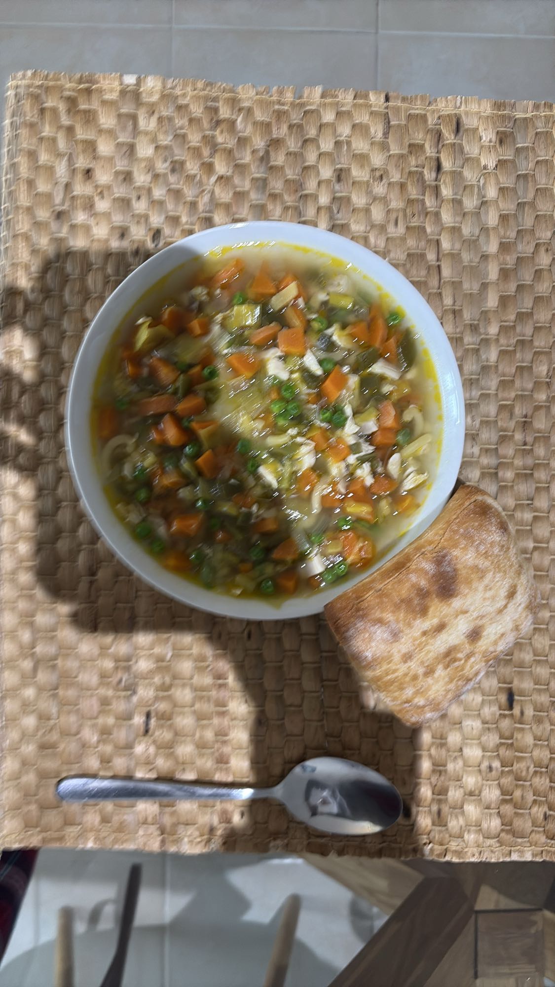 Chicken veggie soup & bread