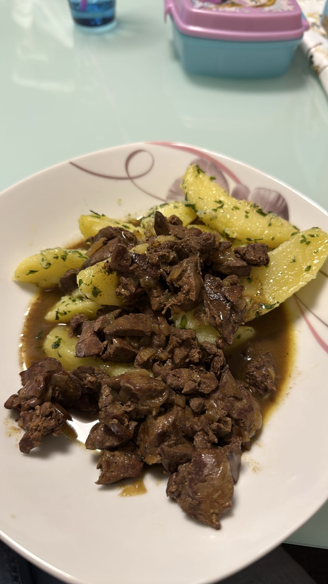 Hähnchenleber mit Kartoffeln