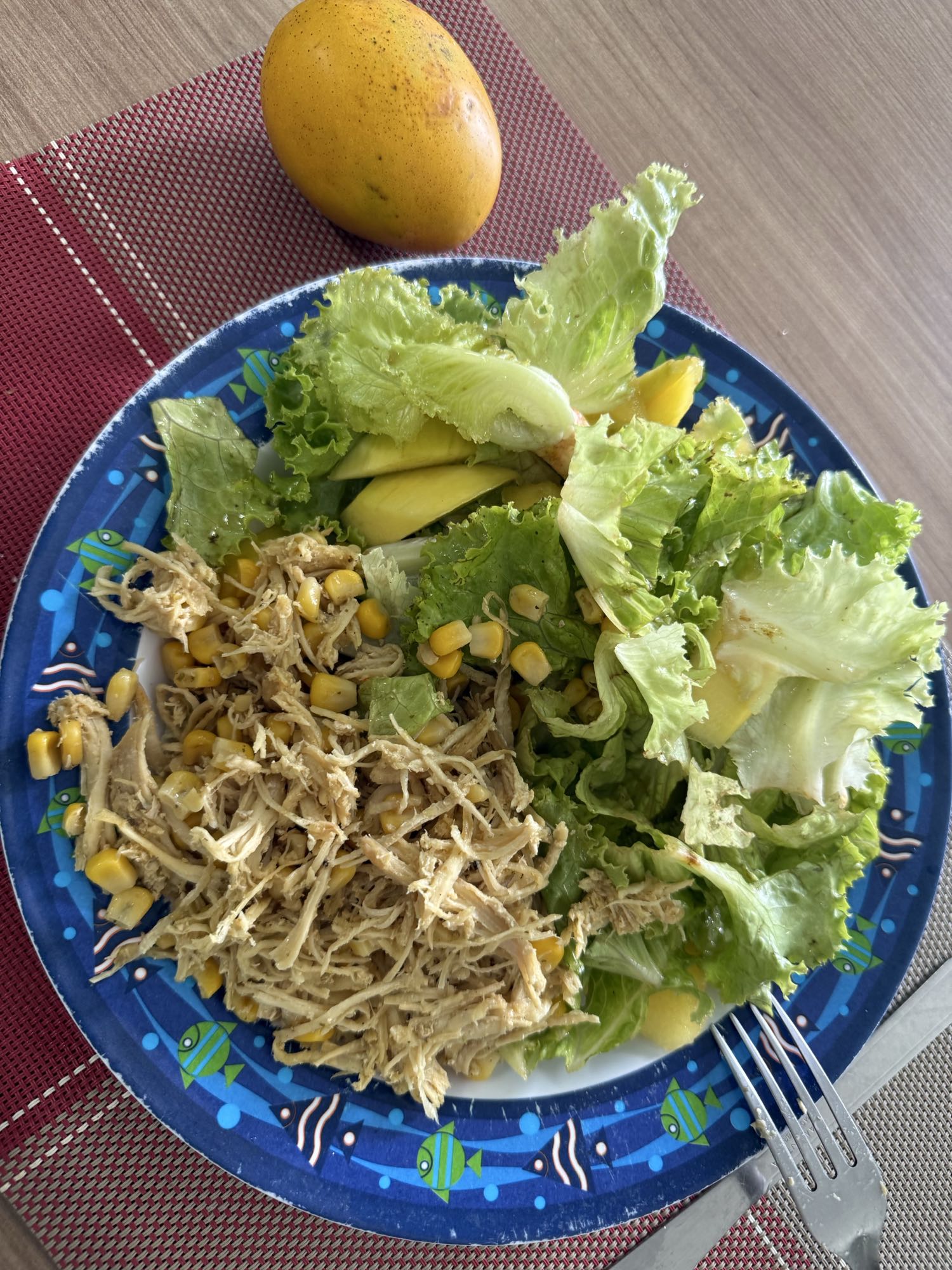 Salada com frango e manga
