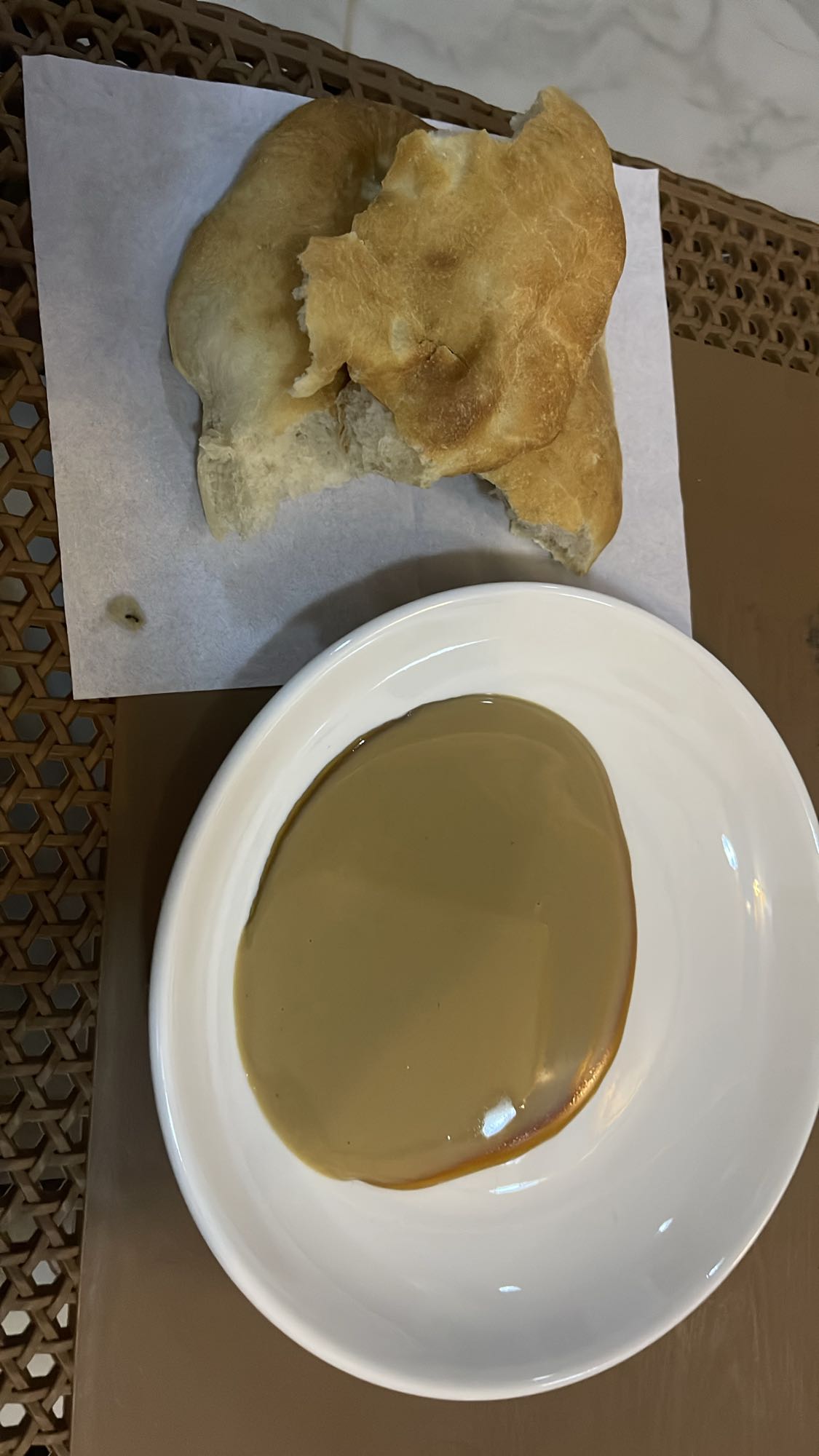 Bread and date syrup and tahini sauce