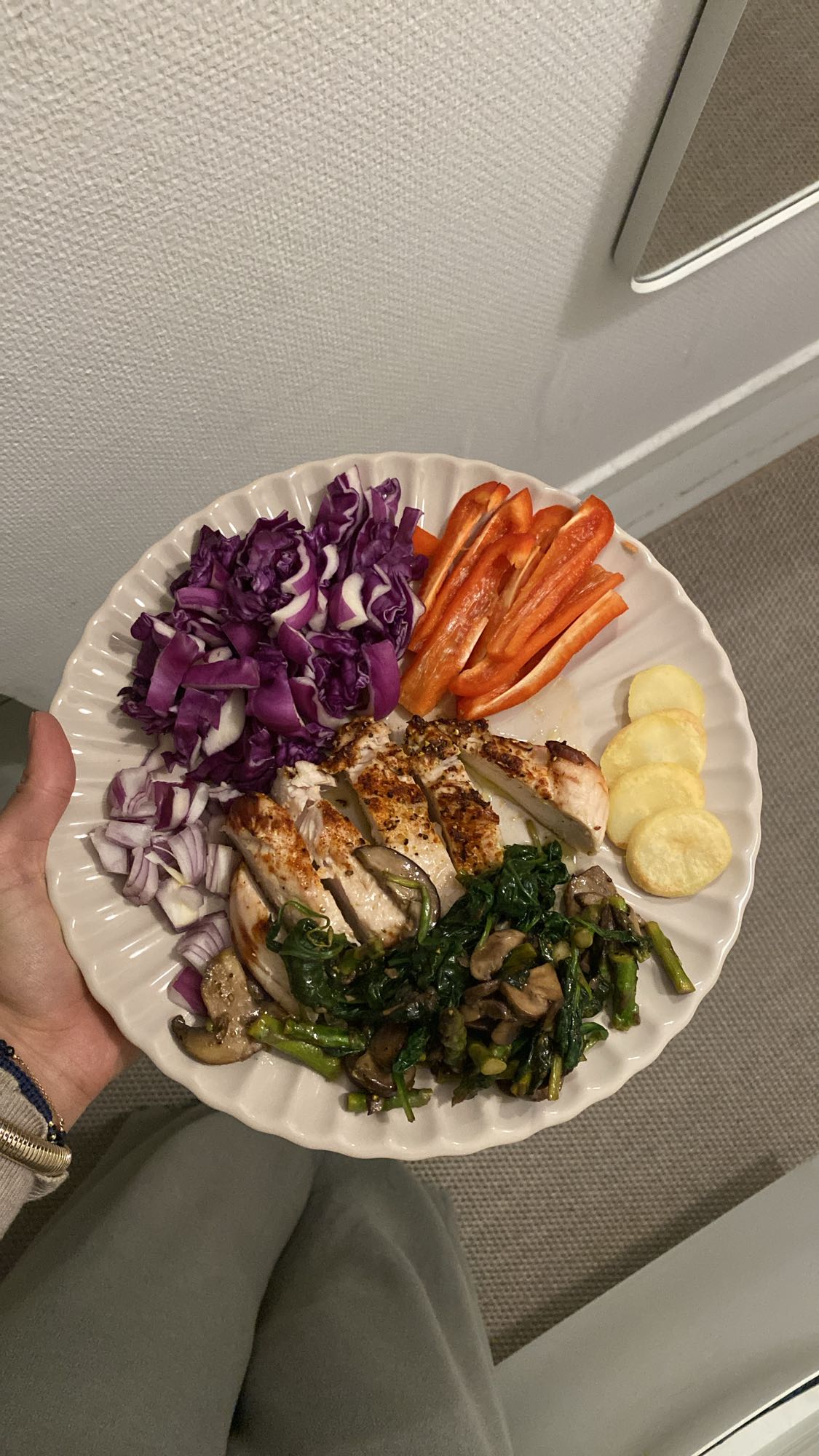 Grillet kylling med grøntsager