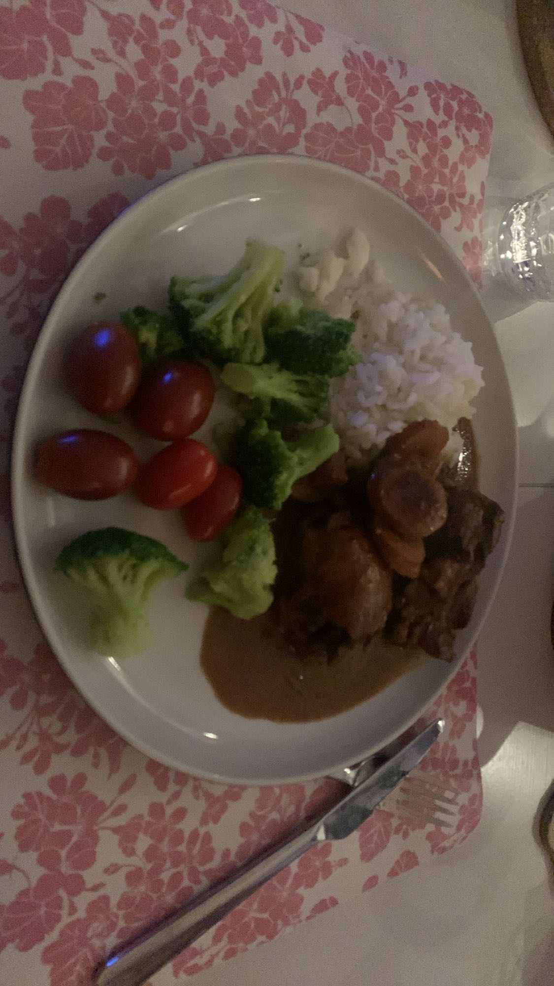 Köttgryta med ris och grönsaker