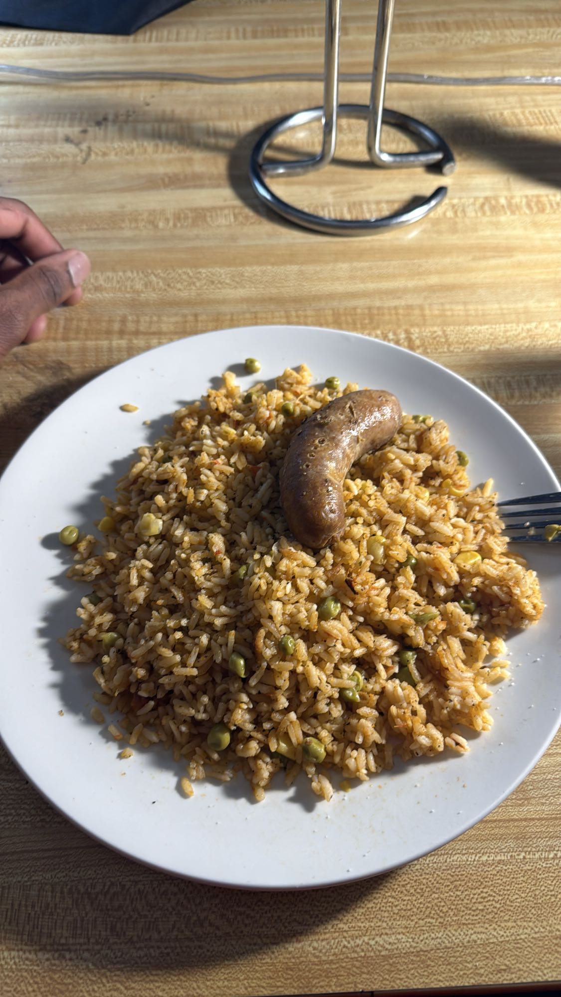 Riz sauté et saucisse
