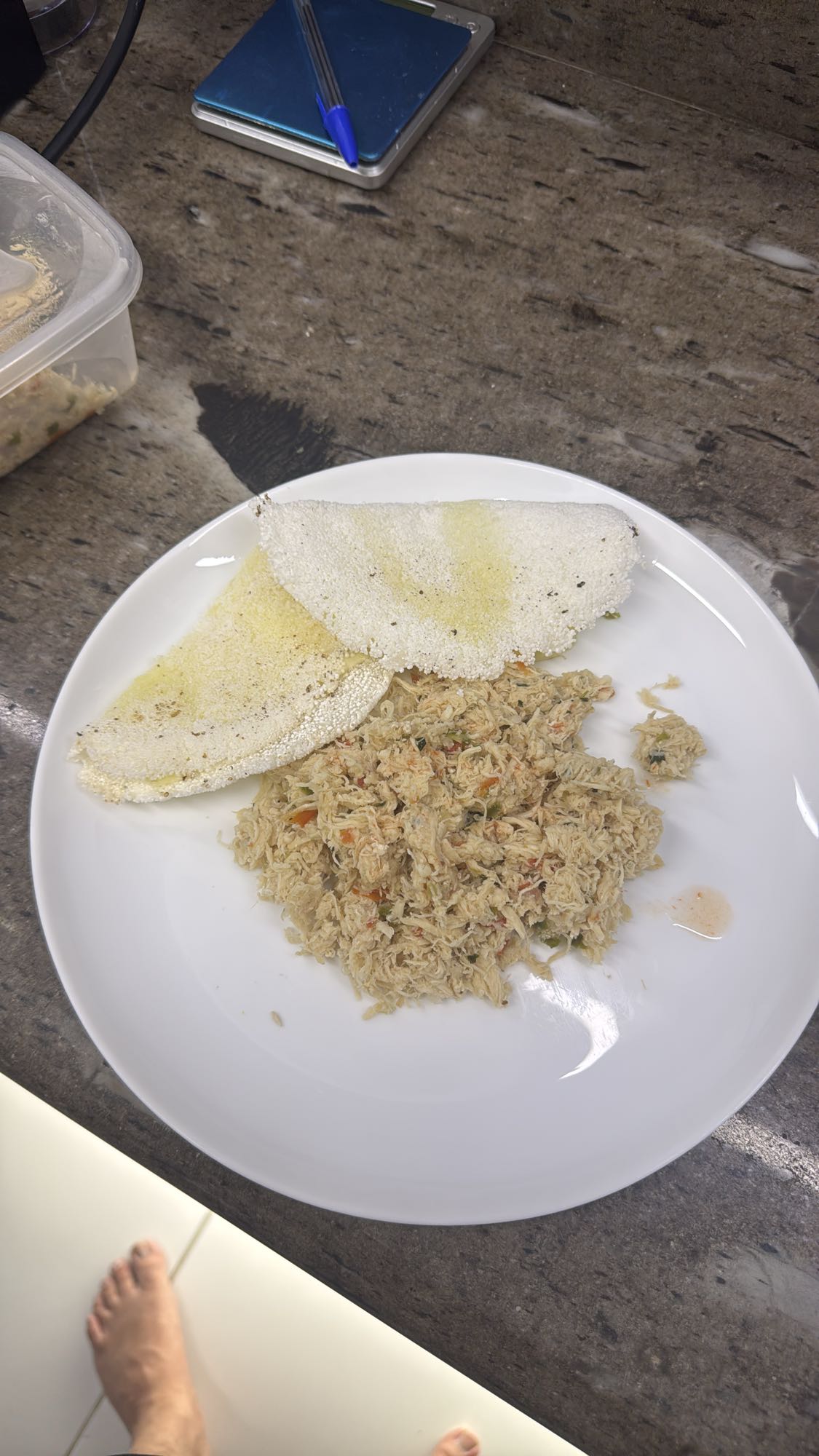 Tapioca com frango desfiado