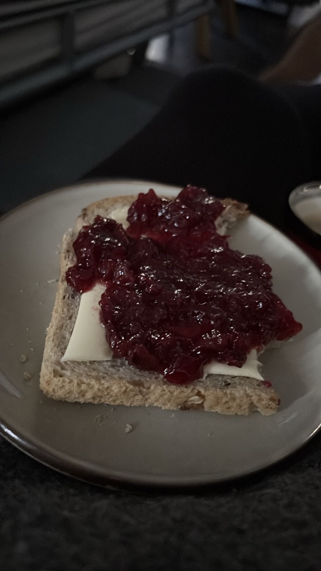 Bread with cheese and jam