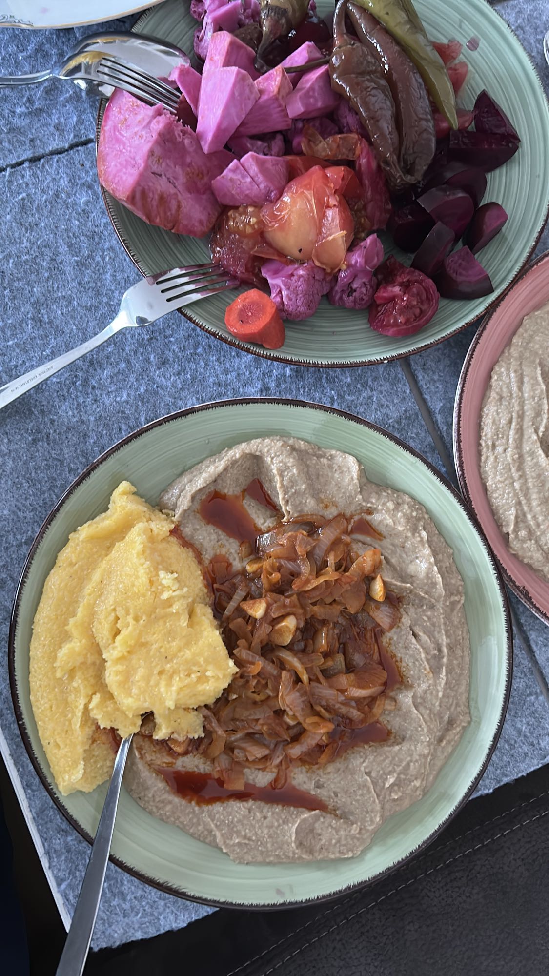 crema de berenjena y polenta