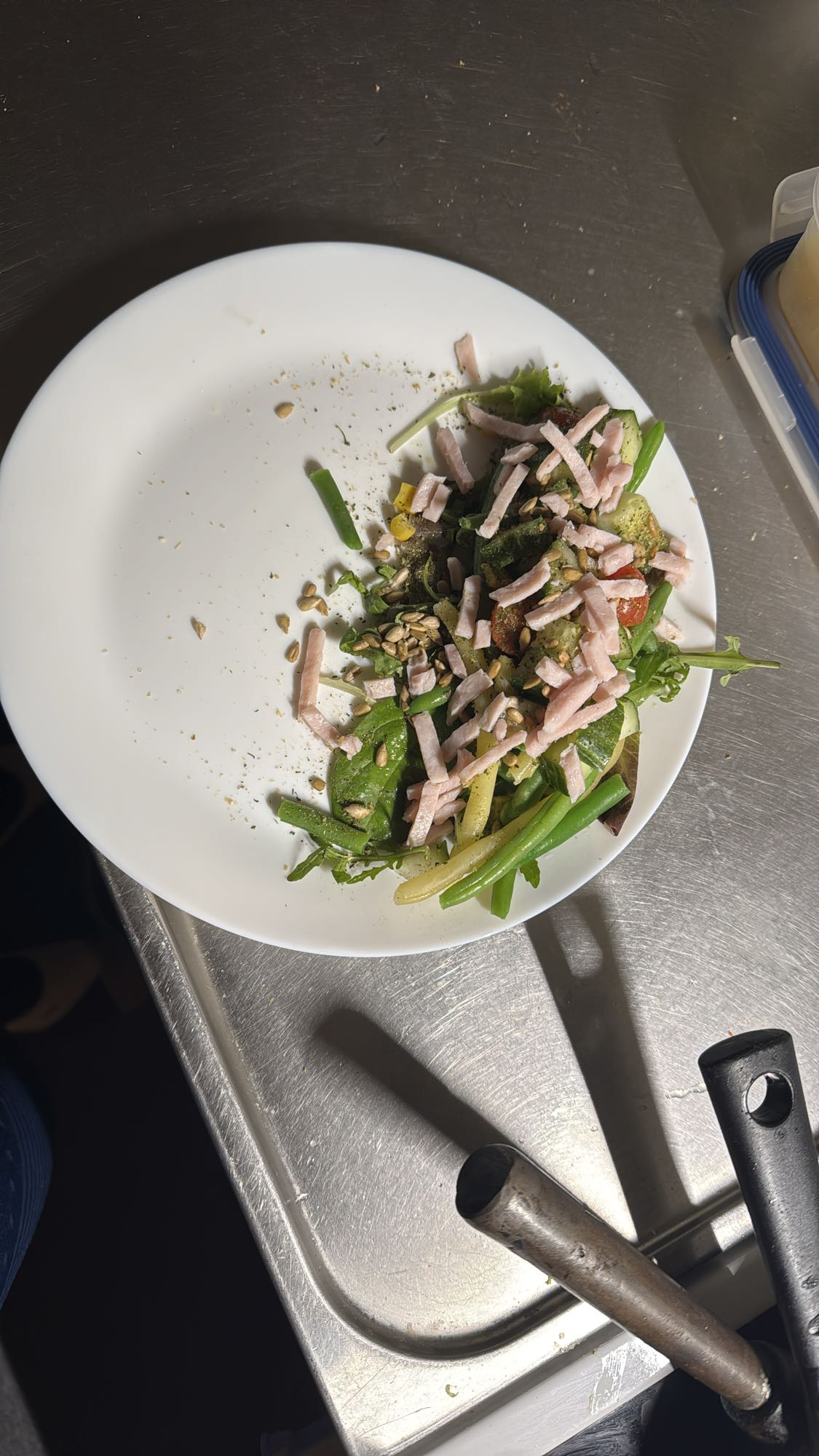 Grönsallad med skinka