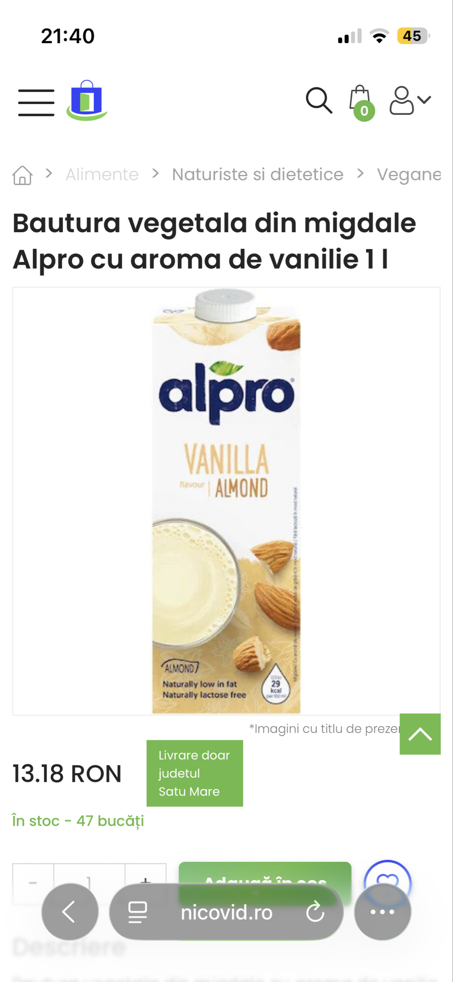 Băutură migdale vanilie