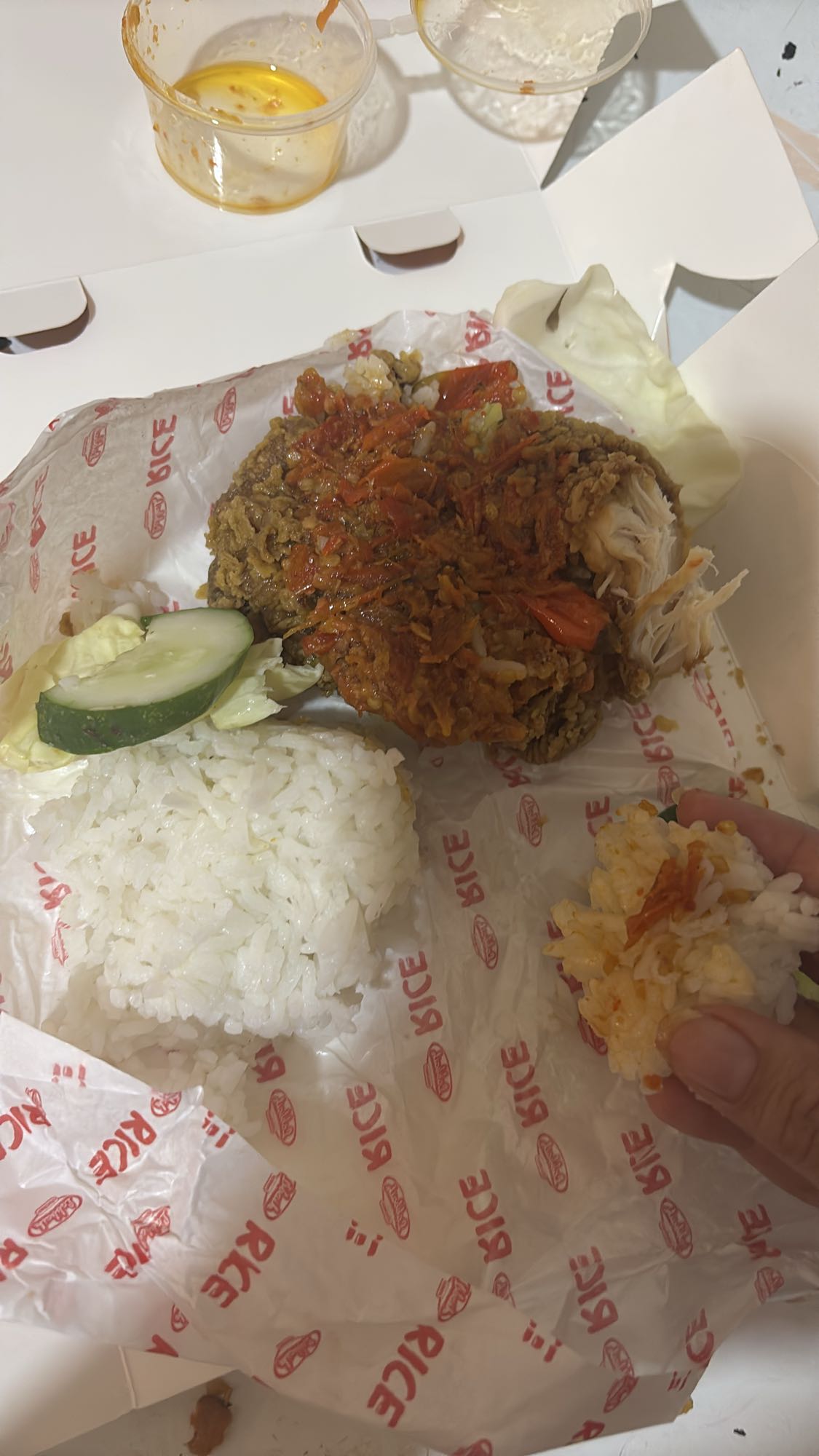 Nasi ayam sambal geprek