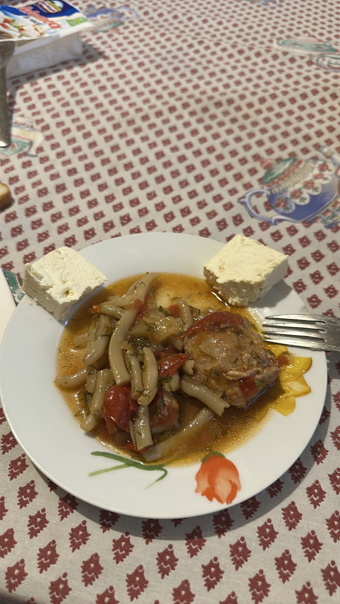 Green beans stew with feta