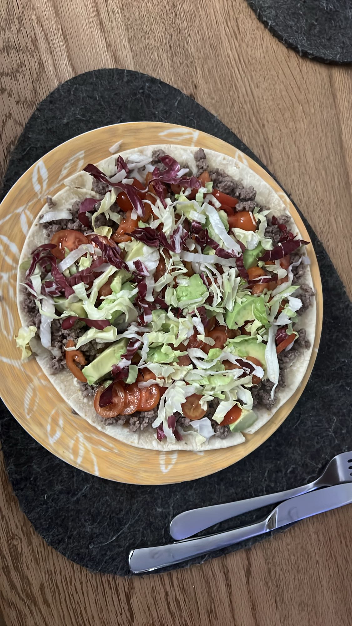 Taco med kjøtt og grønnsaker