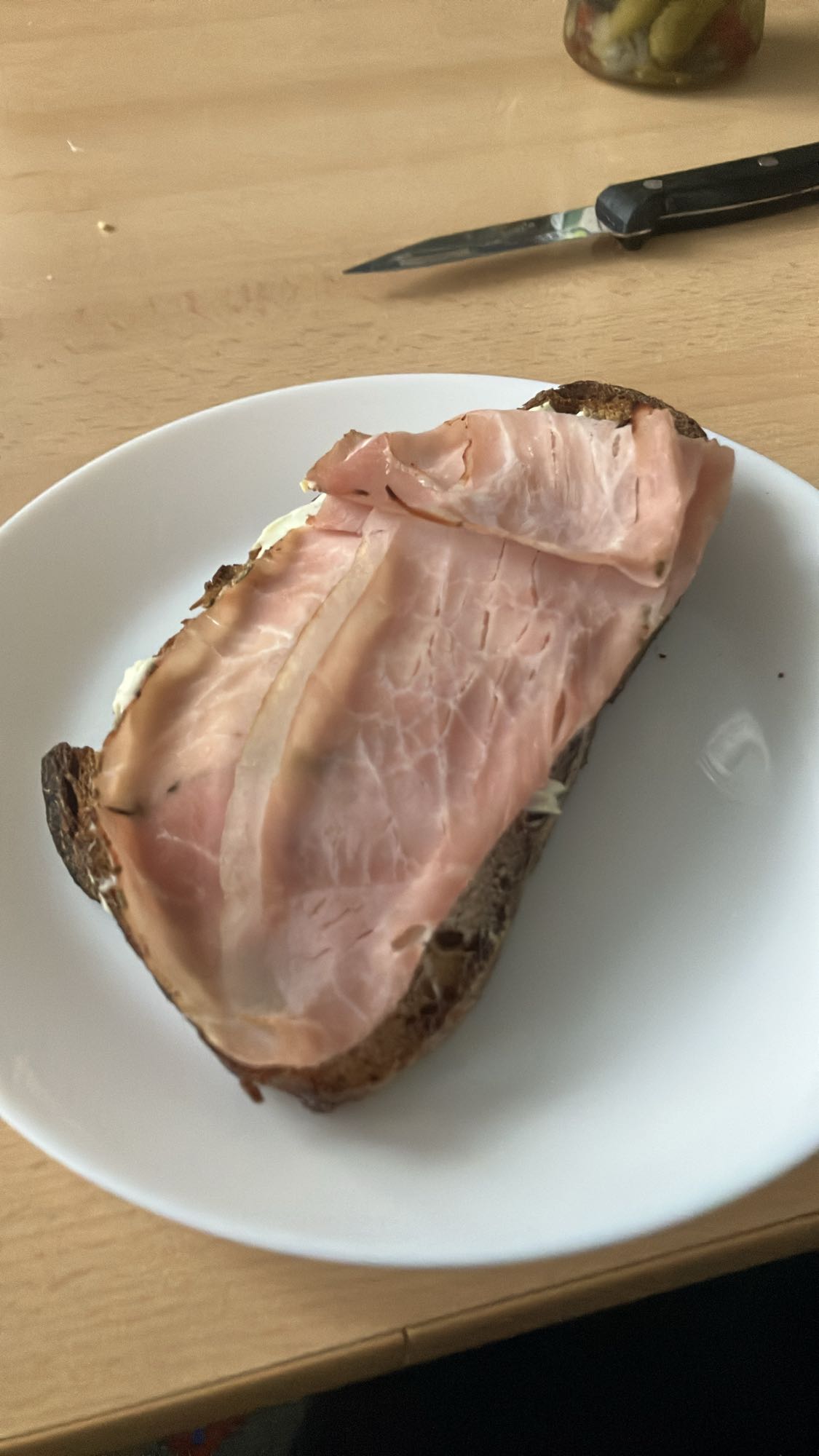 Pão com presunto e cream cheese com whey