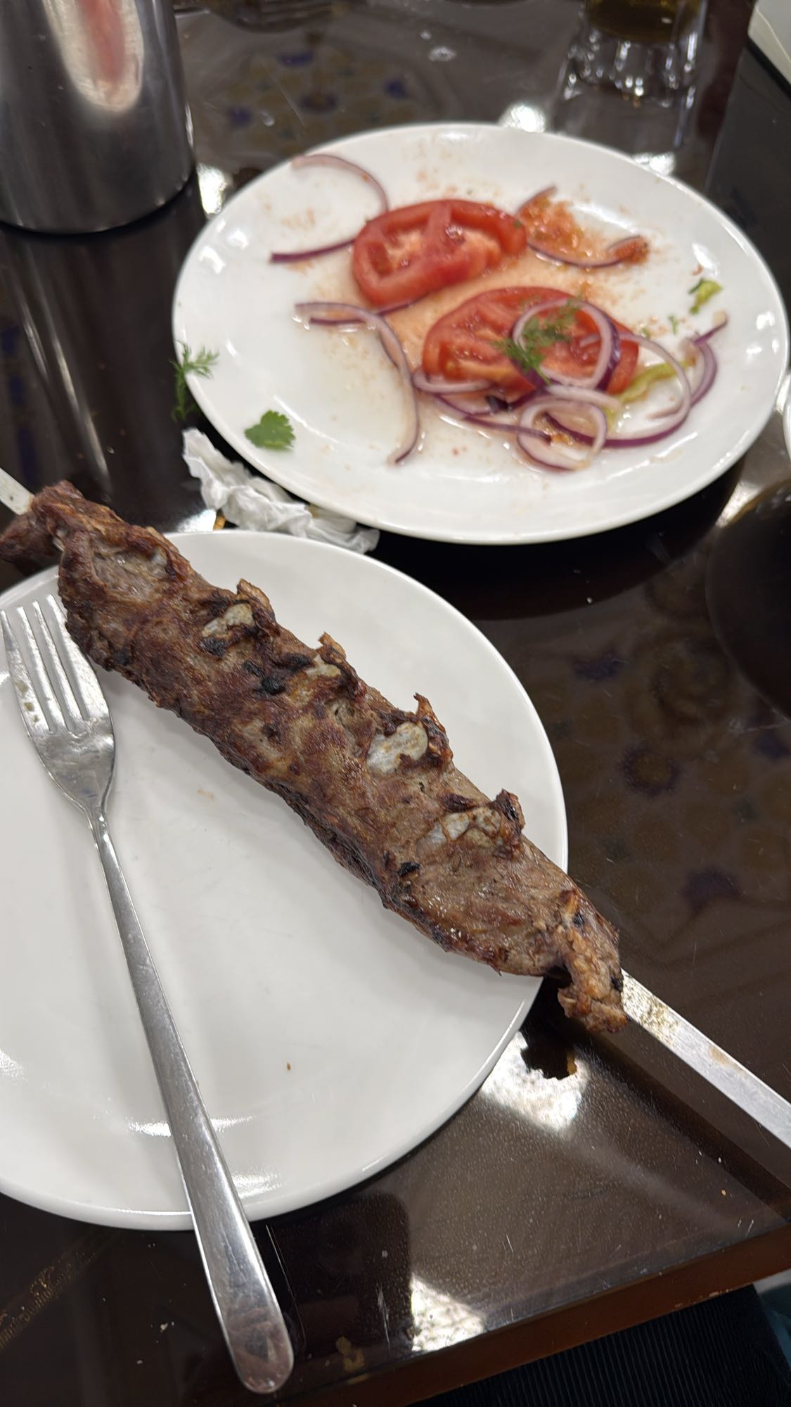 шашлык с салатом