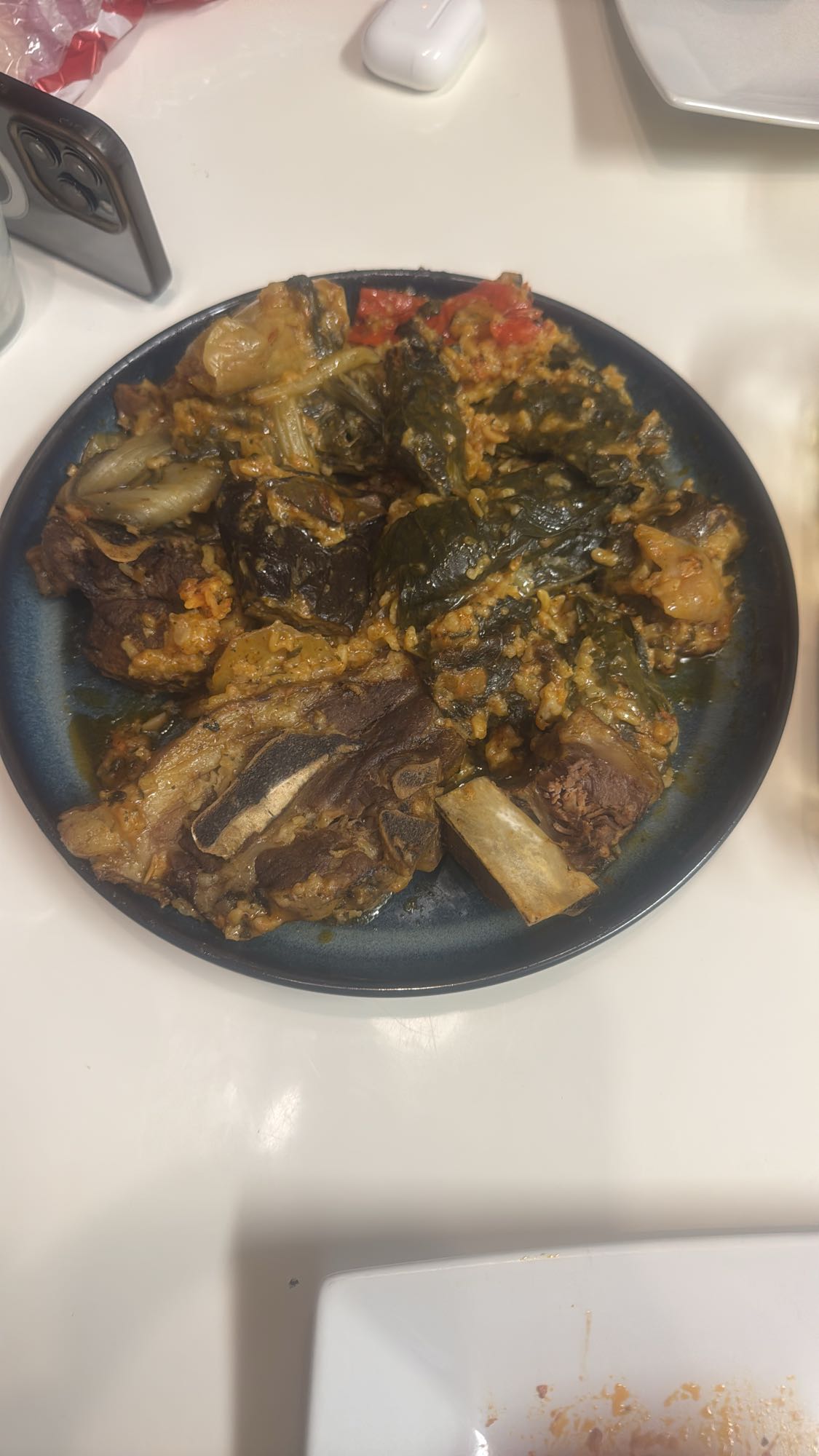 Fyllda vinblad med lamm