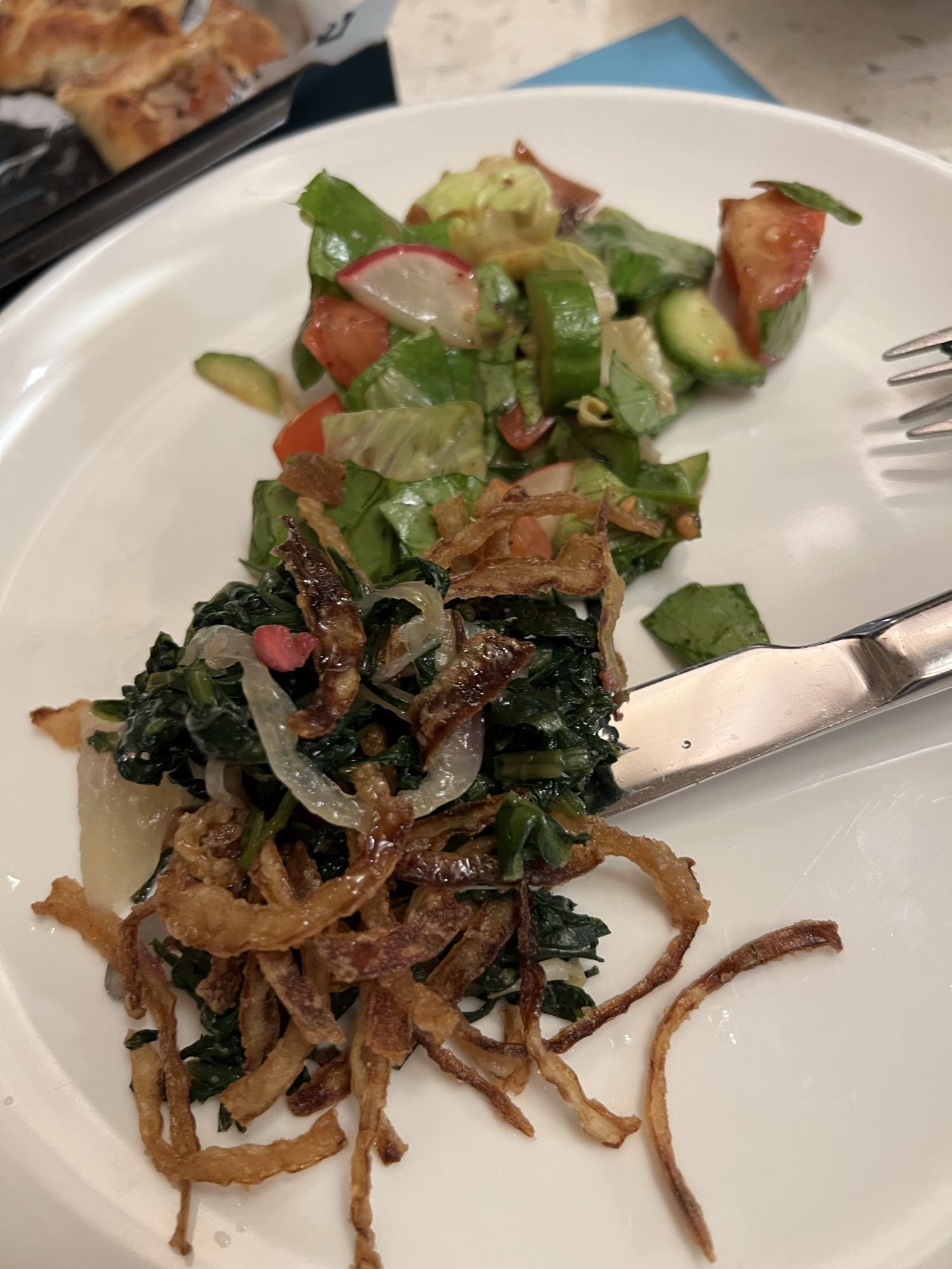 Dandelion greens Salad with Fried onion and Fattoush