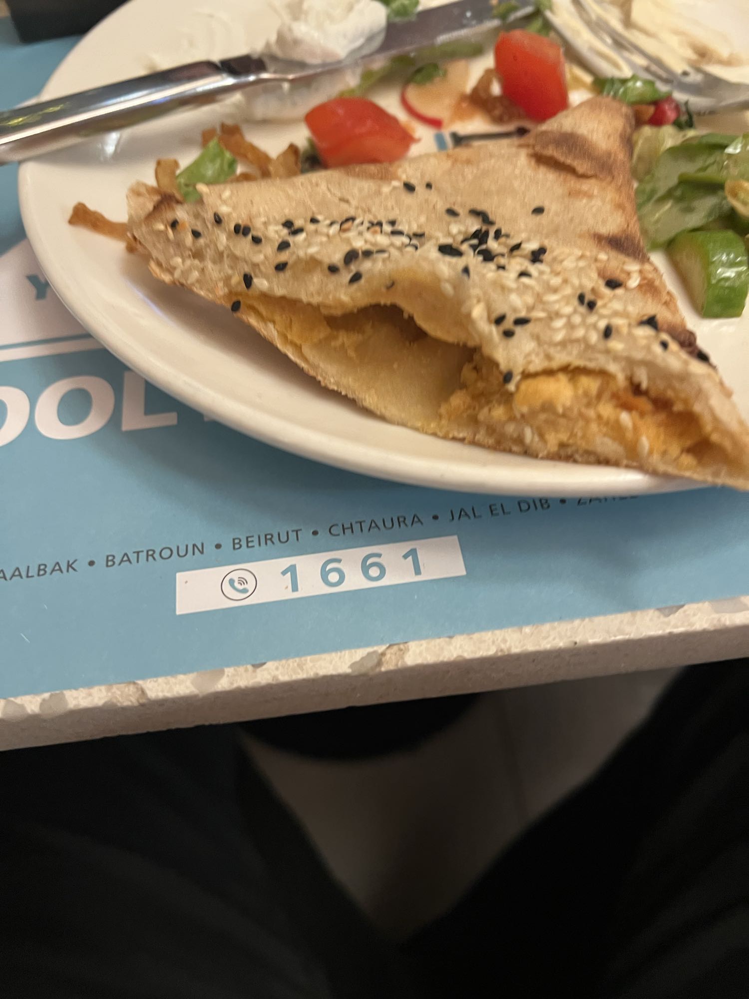 Keshek Fatima with Hummus, Labneh with Garlic and Ayran Yogurt cup