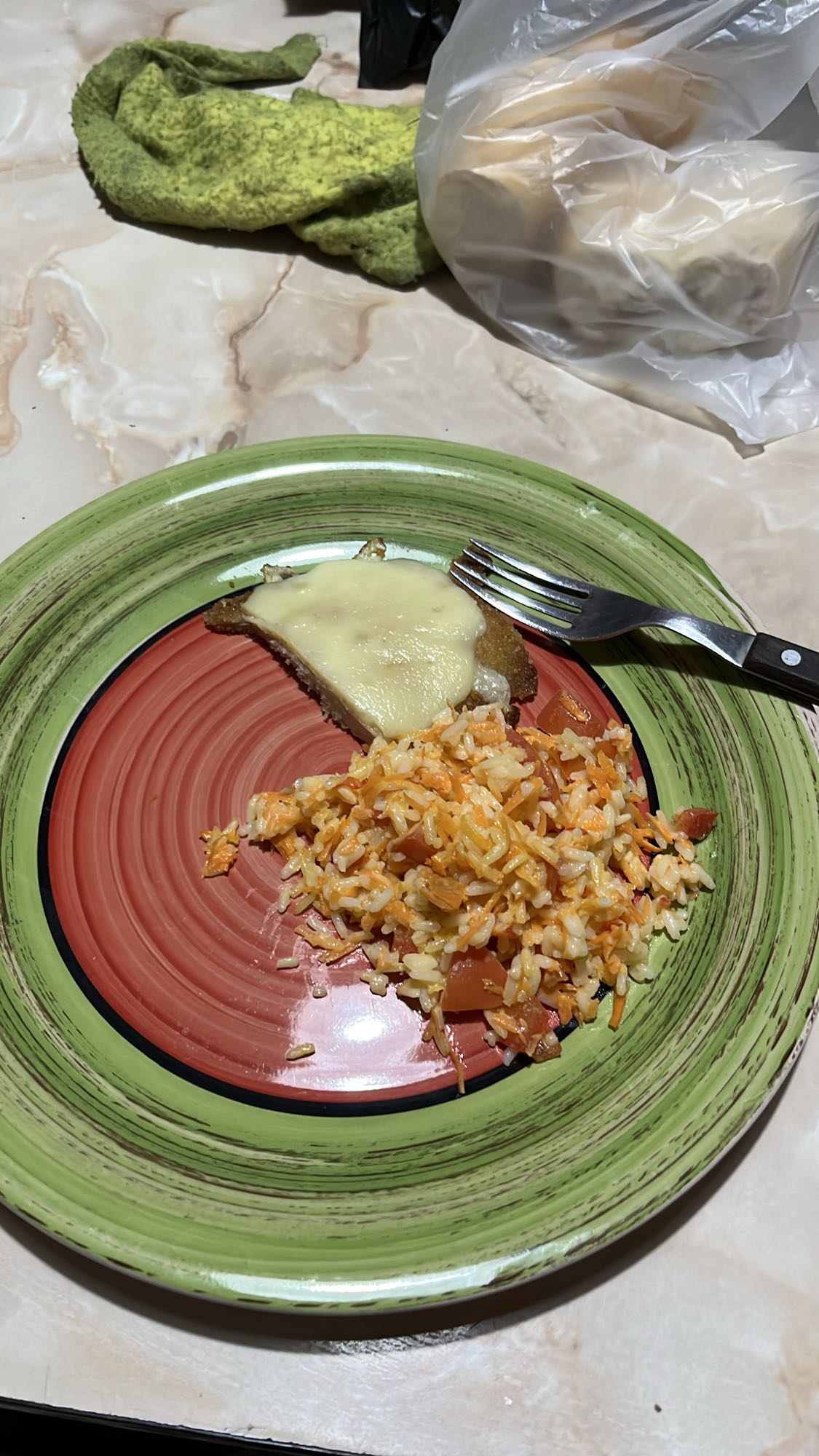 arroz con carne y queso