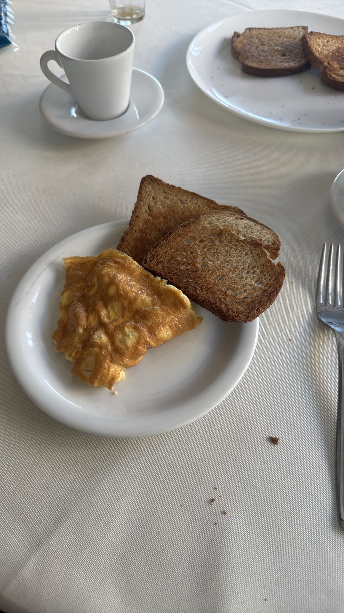 Omelete com torradas