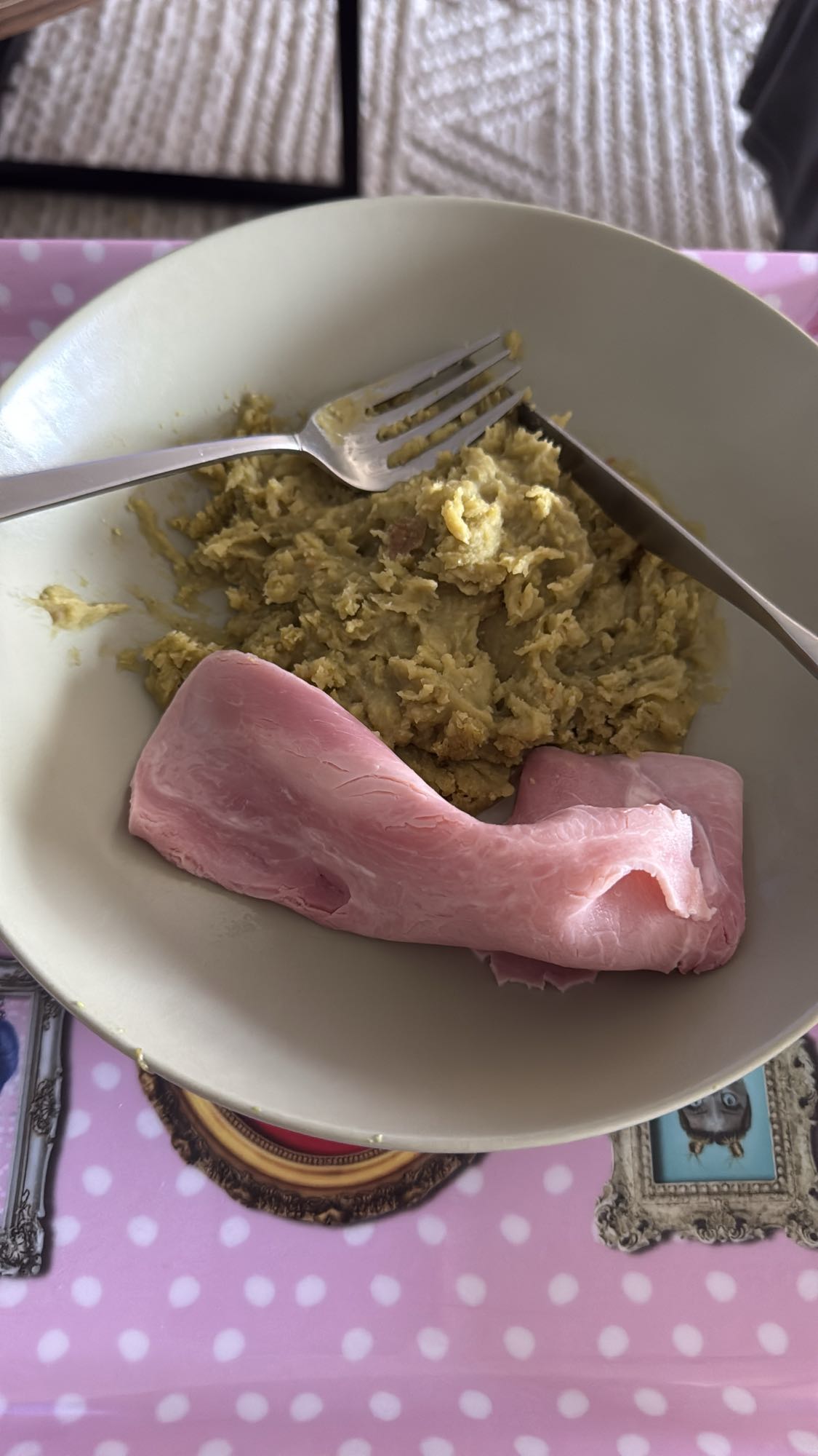 Purée et jambon
