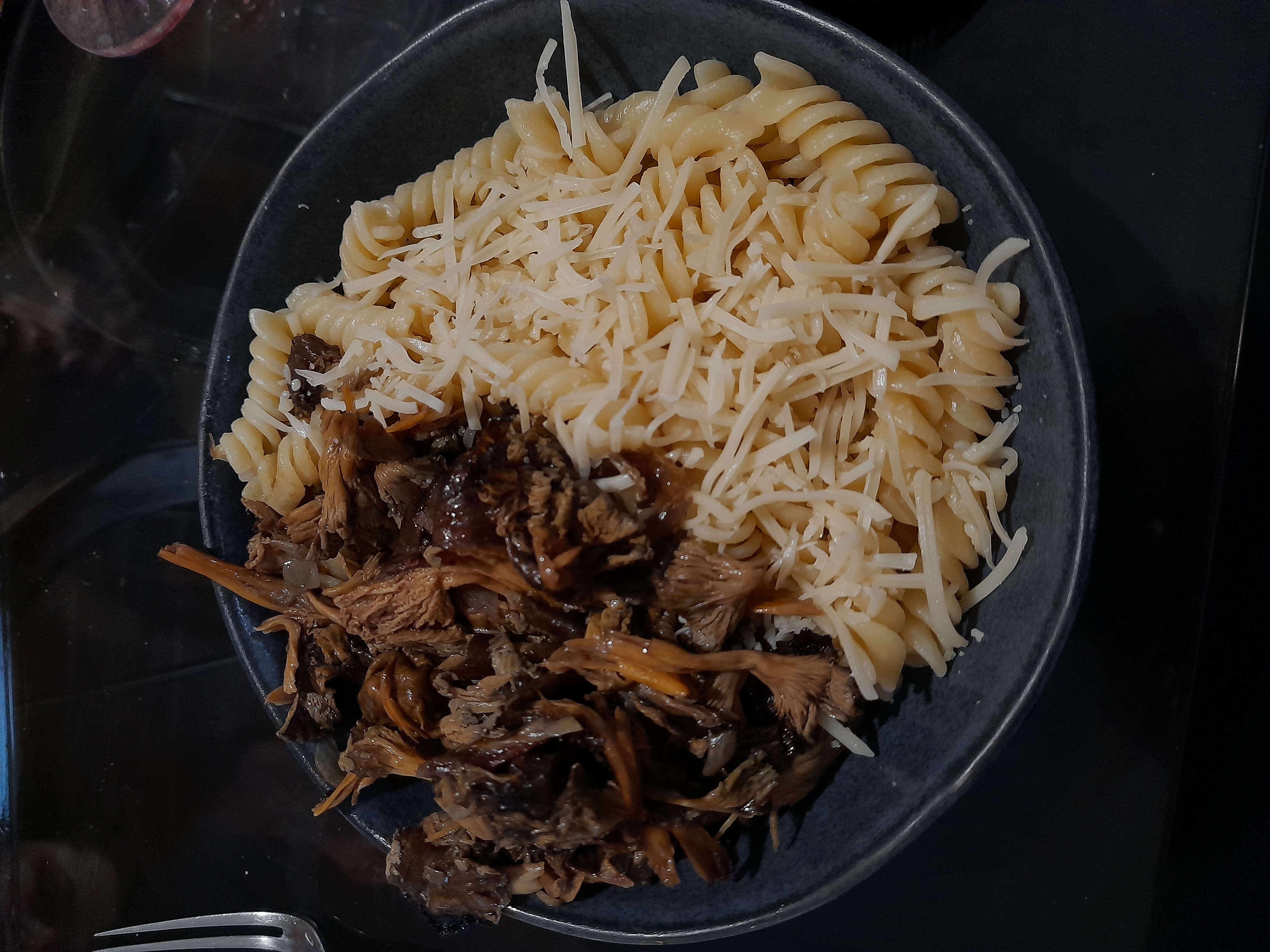 Pâtes aux champignons et fromage