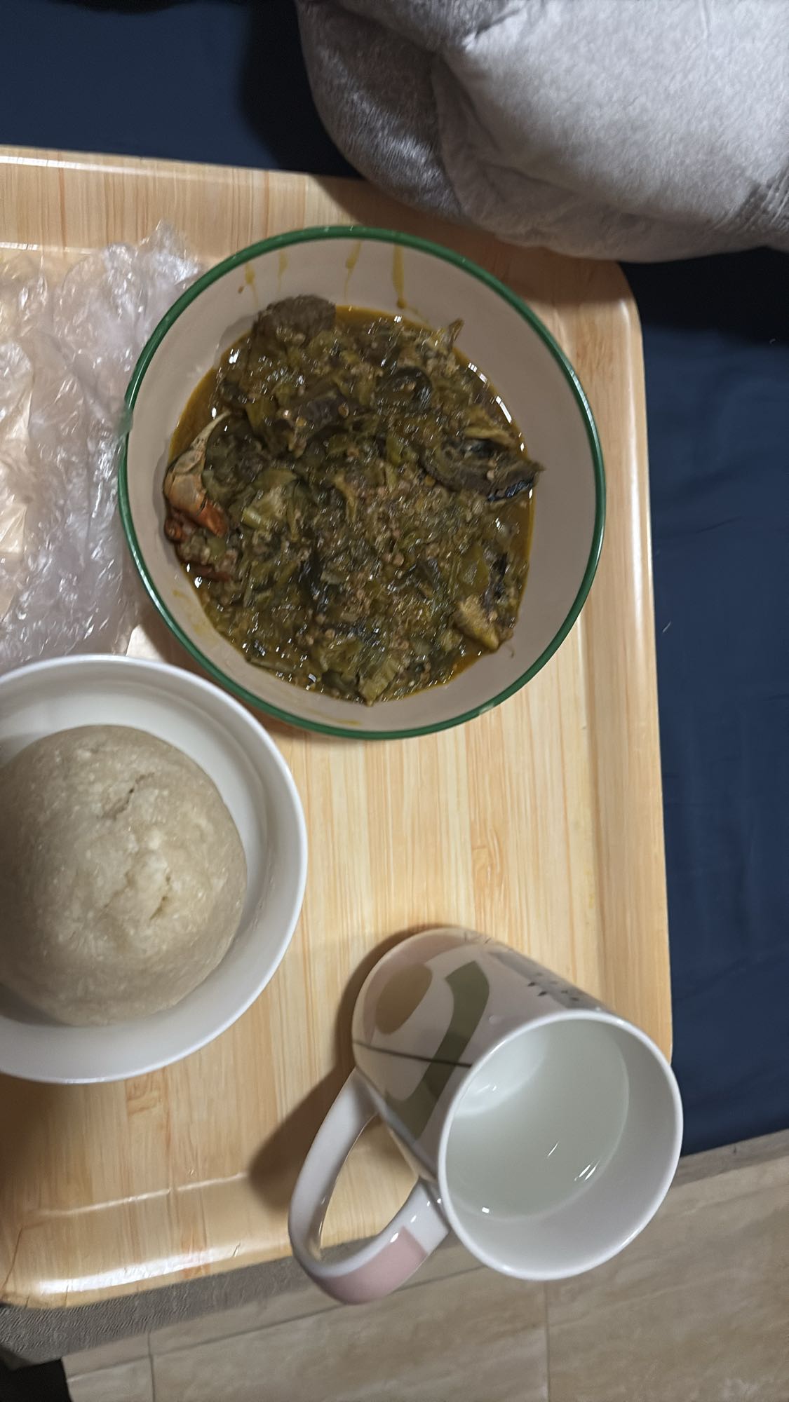 Eba with vegetable soup
