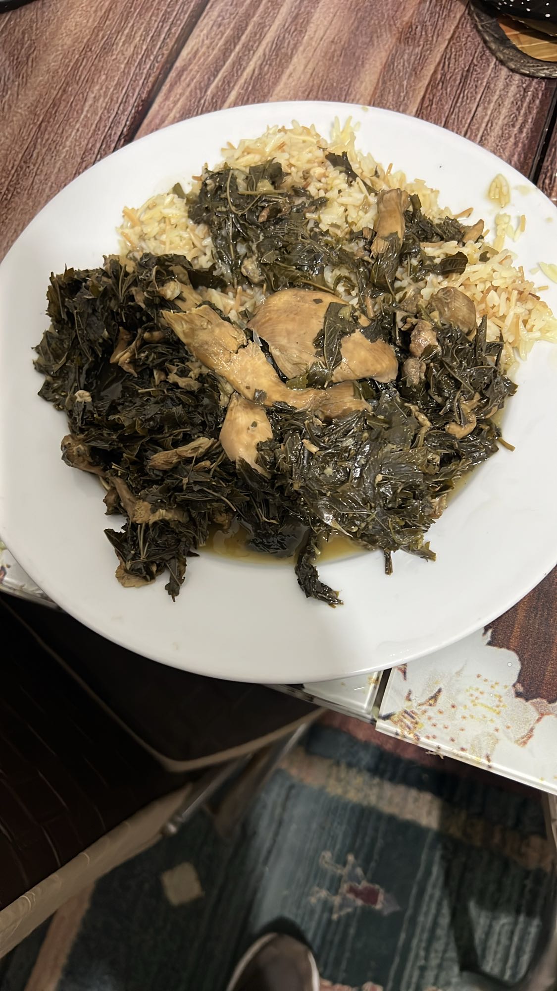 Mouloukhieh with Chicken and Rice