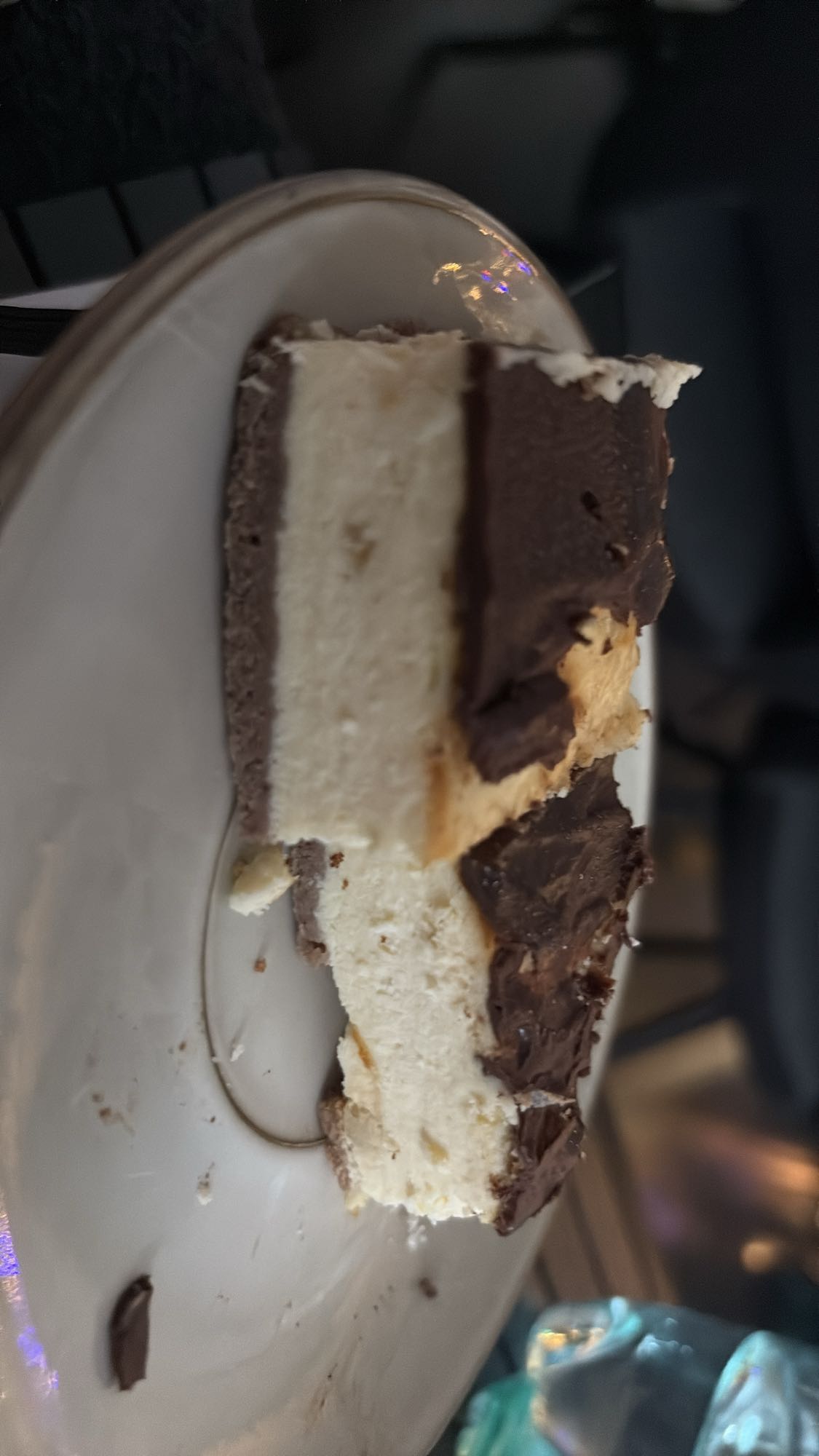 Chocolate cheesecake slice