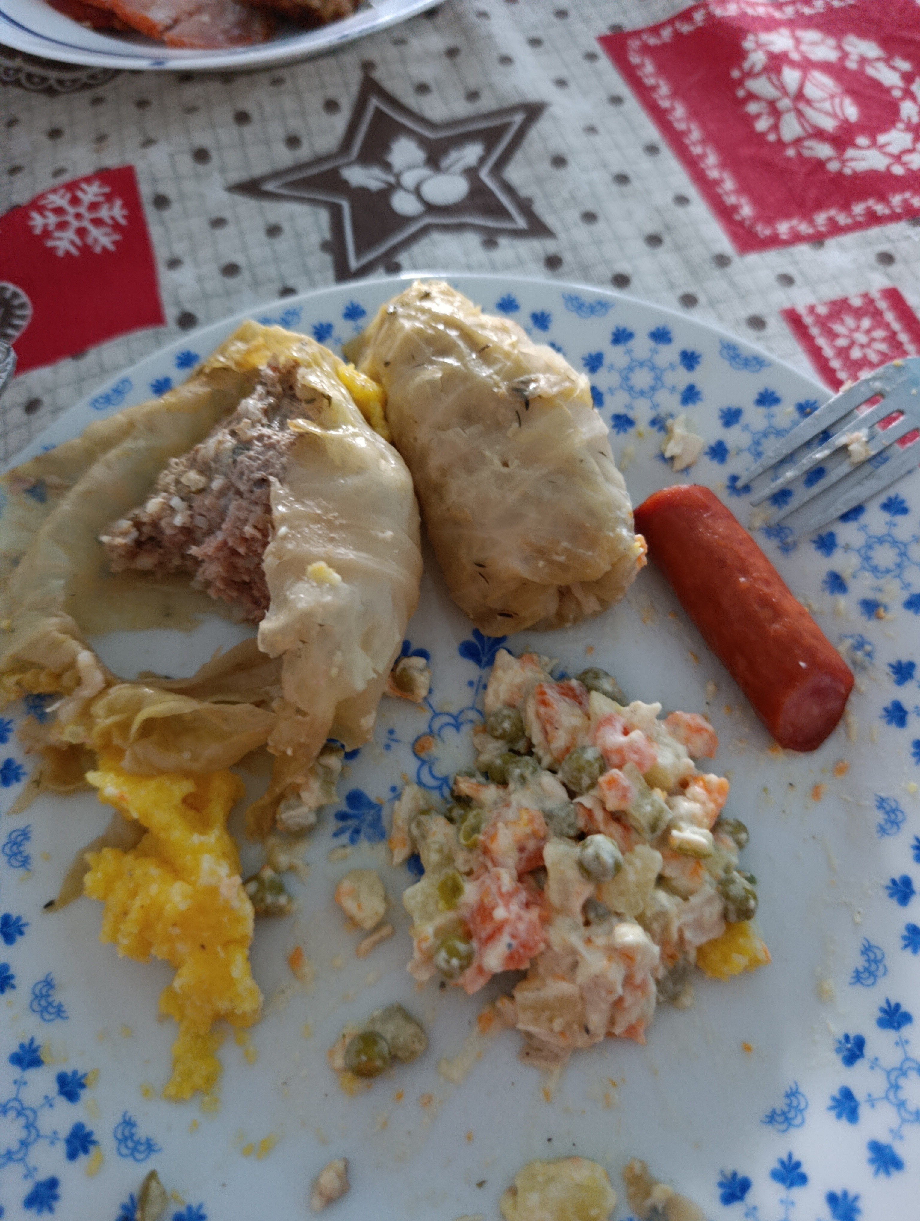 Rollos de col y ensalada