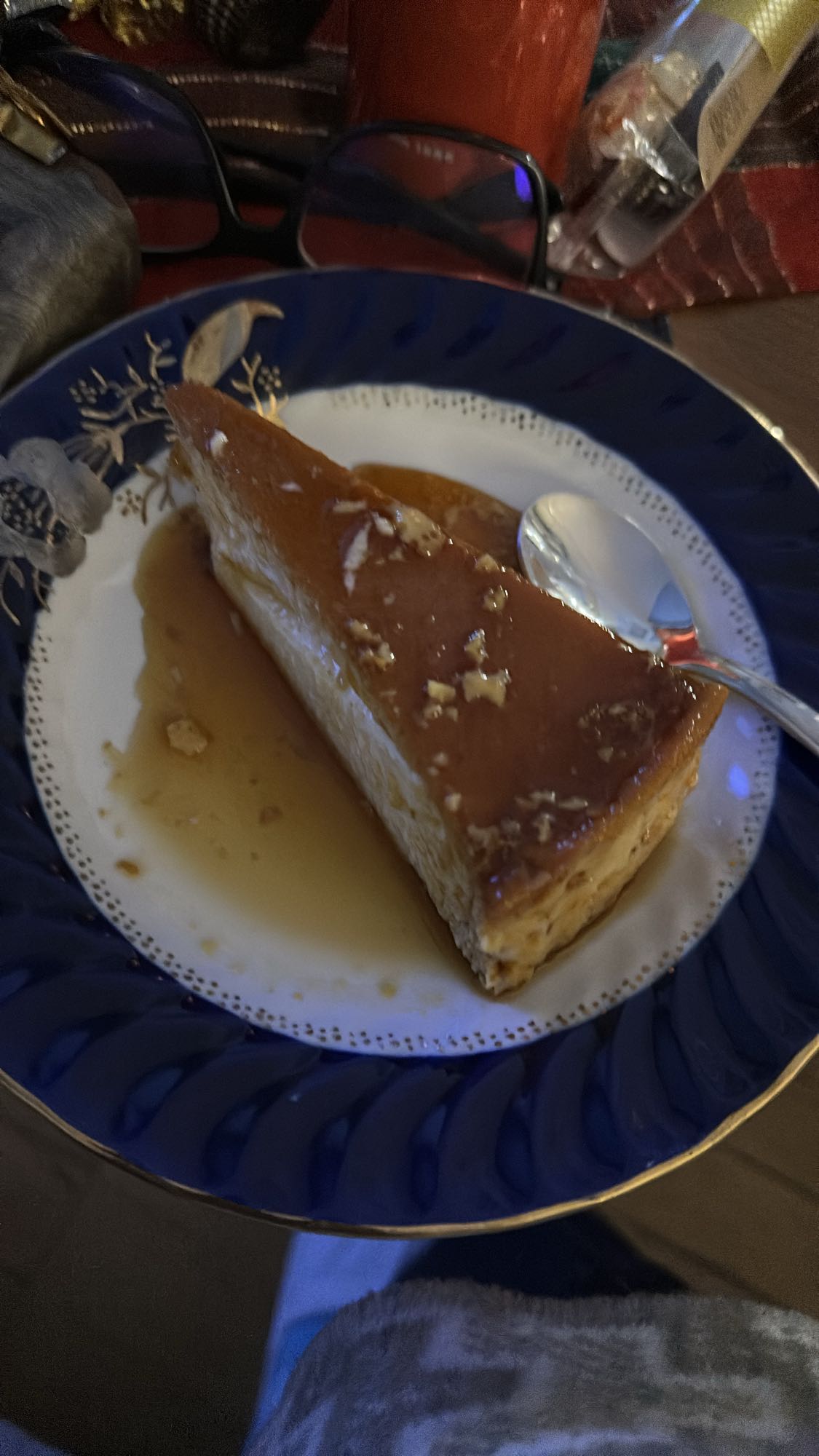 Caramel flan slice