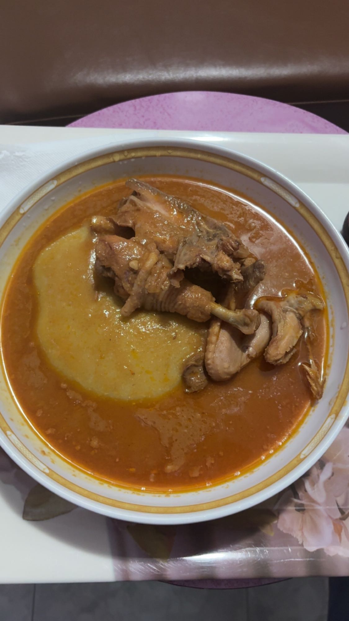 Fufu with chicken soup