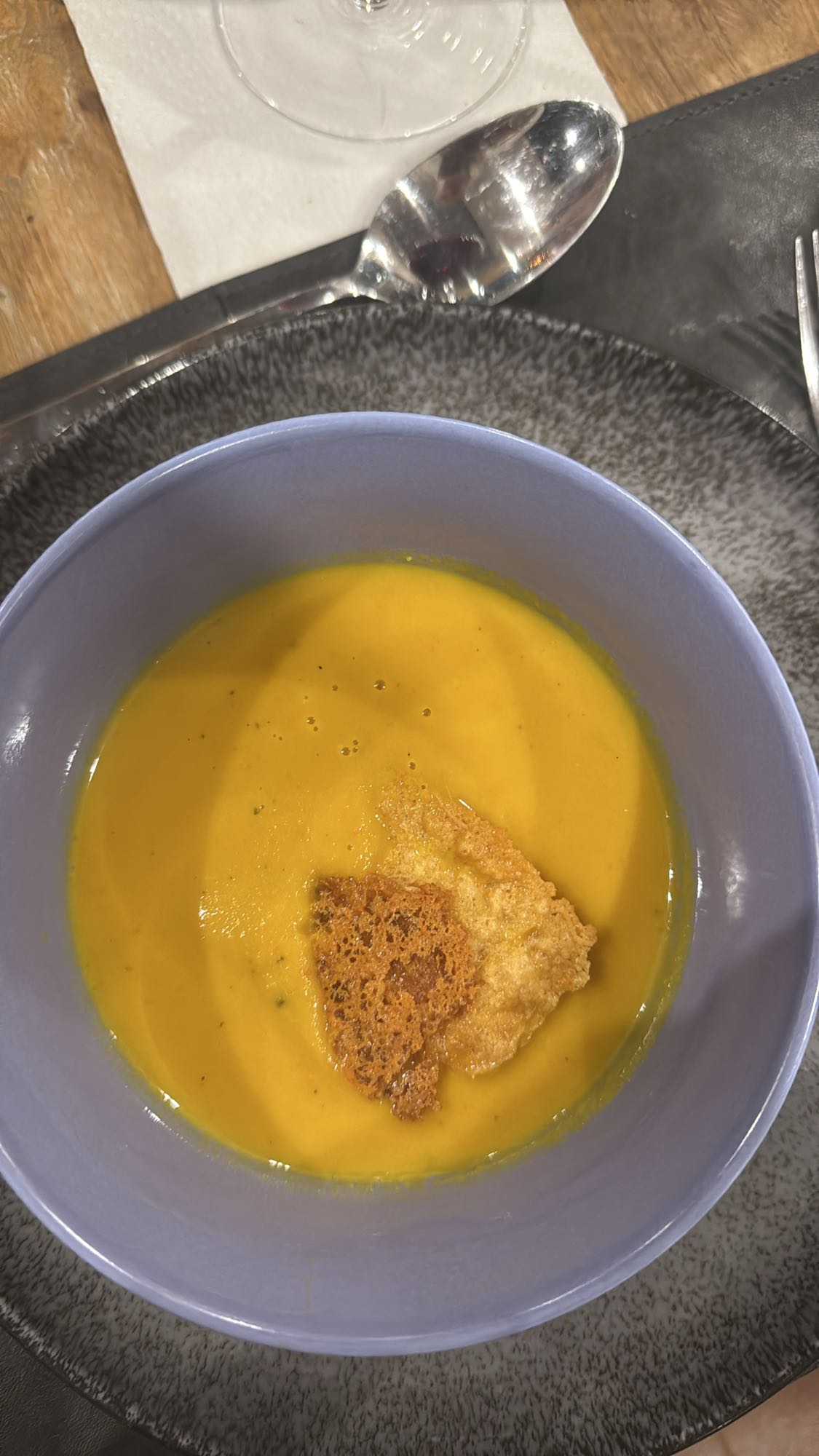 Velouté de potiron et croûton