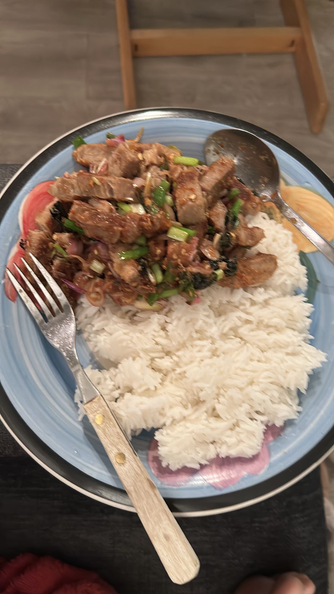 Stekt svinekjøtt med ris